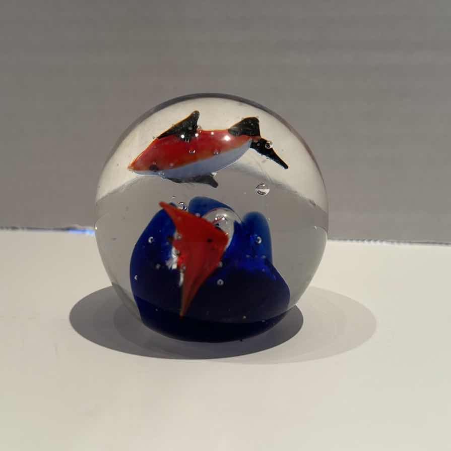 Photo 1 of PAIR OF GLASS MARINE LIFE PAPERWEIGHTS