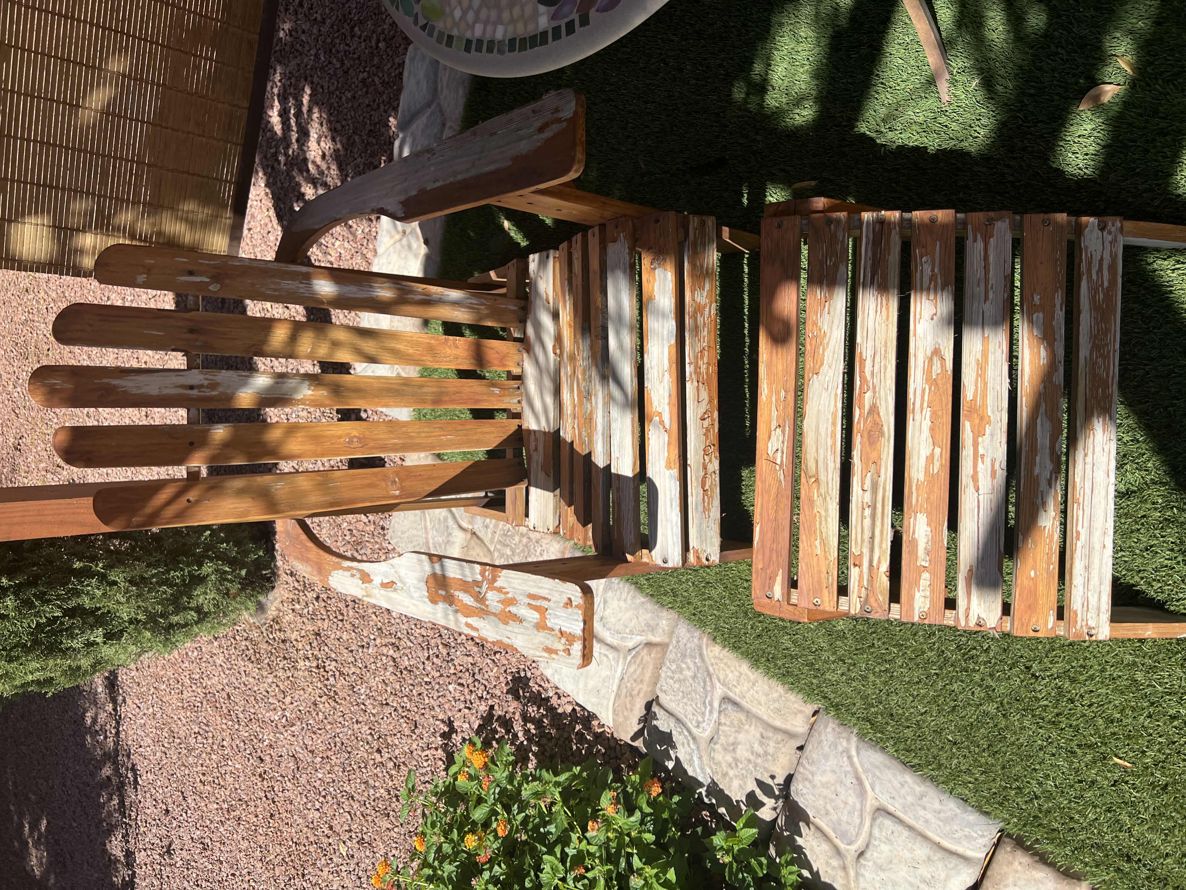 Photo 1 of WOODEN ADIRONDACK LOUNGE CHAIR W  OTTOMAN