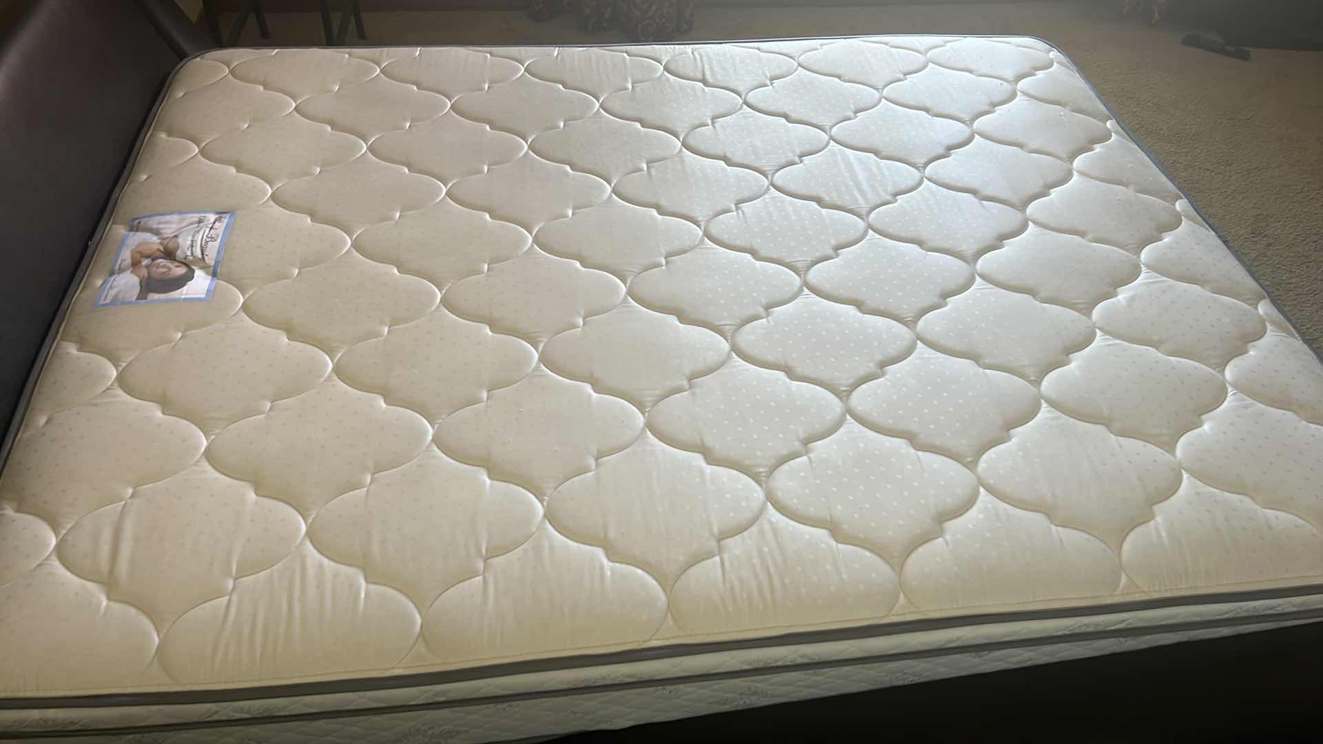 Photo 1 of BLACK LEATHER FRAMED QUEEN BED W SLEEP BEAUTY MATTRESS