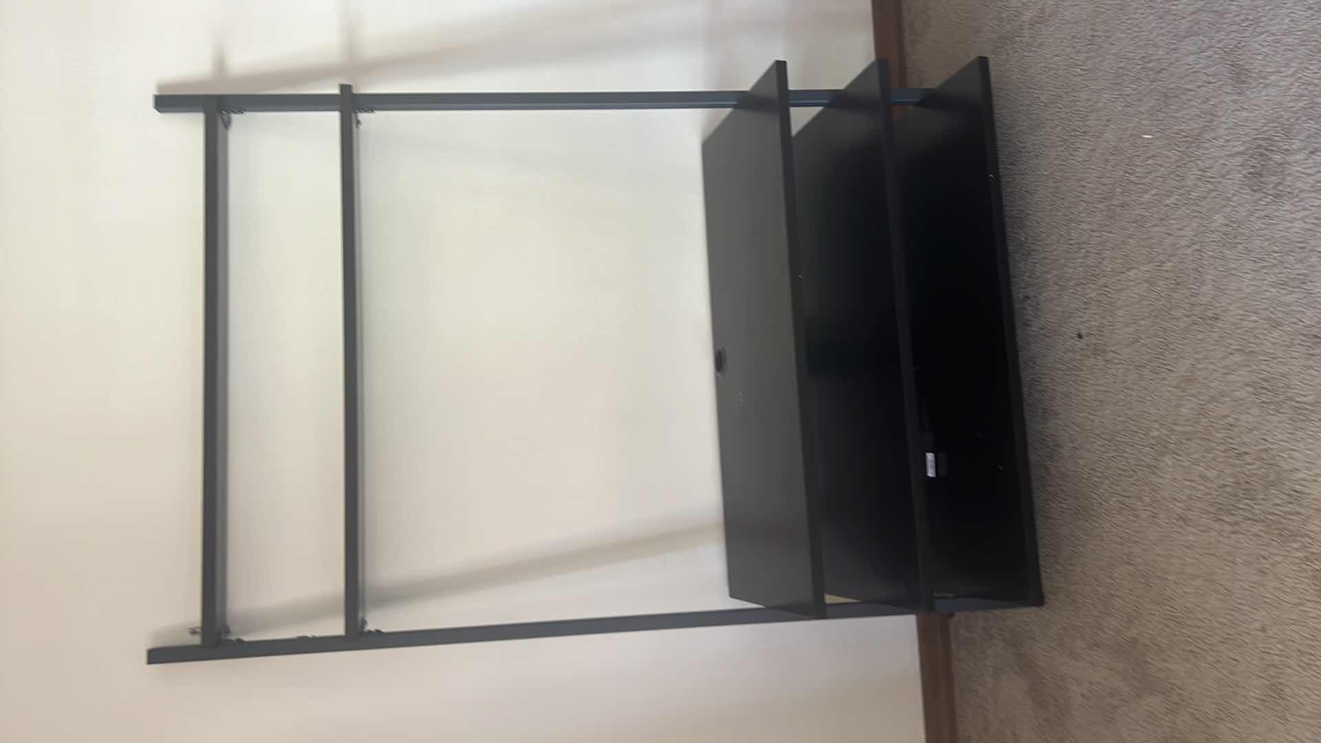 Photo 1 of BLACK METAL W WOOD SHELVES ENTERTAINMENT CENTER W46" H70"