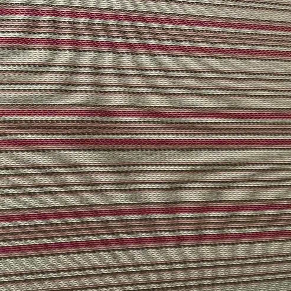 Photo 3 of 24” COUNTER HEIGHT WOODEN BAR STOOLS. TAN AND RED UPHOLSTERED SEAT CUSHIONS.