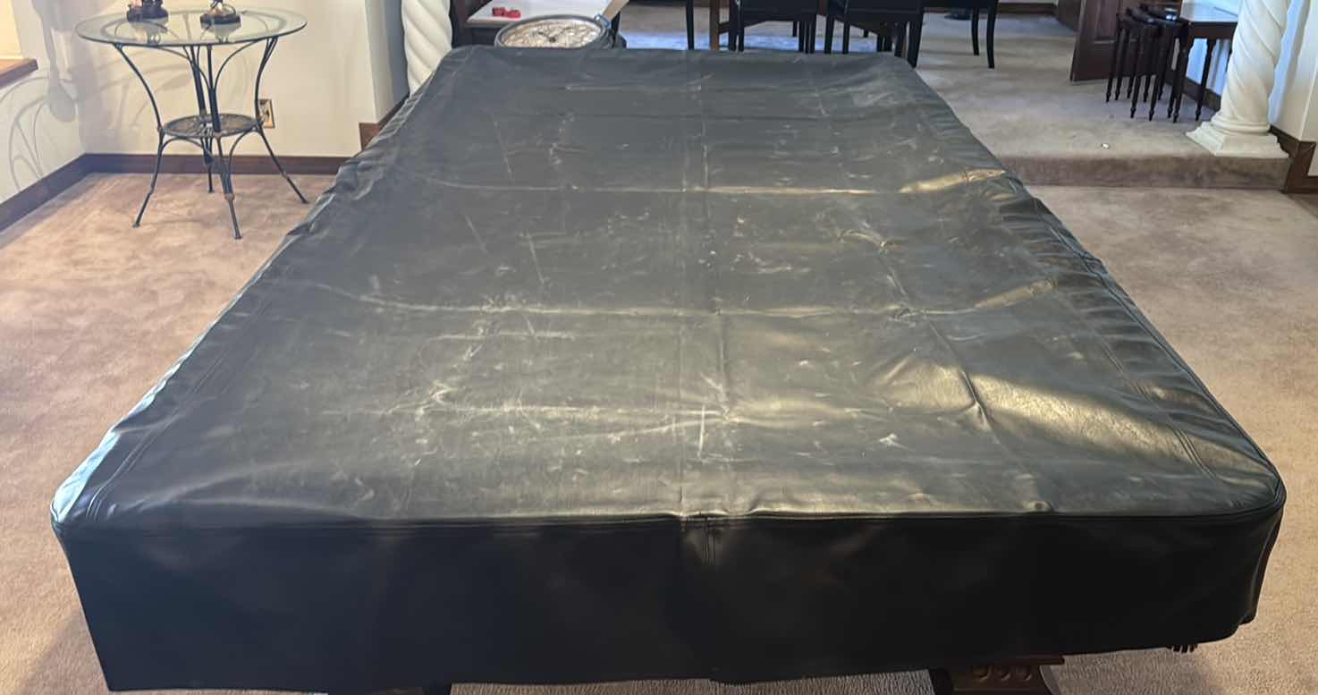 Photo 1 of CUSTOM MADE 8' SLAB POOL TABLE BY MURREY & SONS CO. INC  (INCLUDES BILLIARD BALLS & PROTECTIVE COVER)