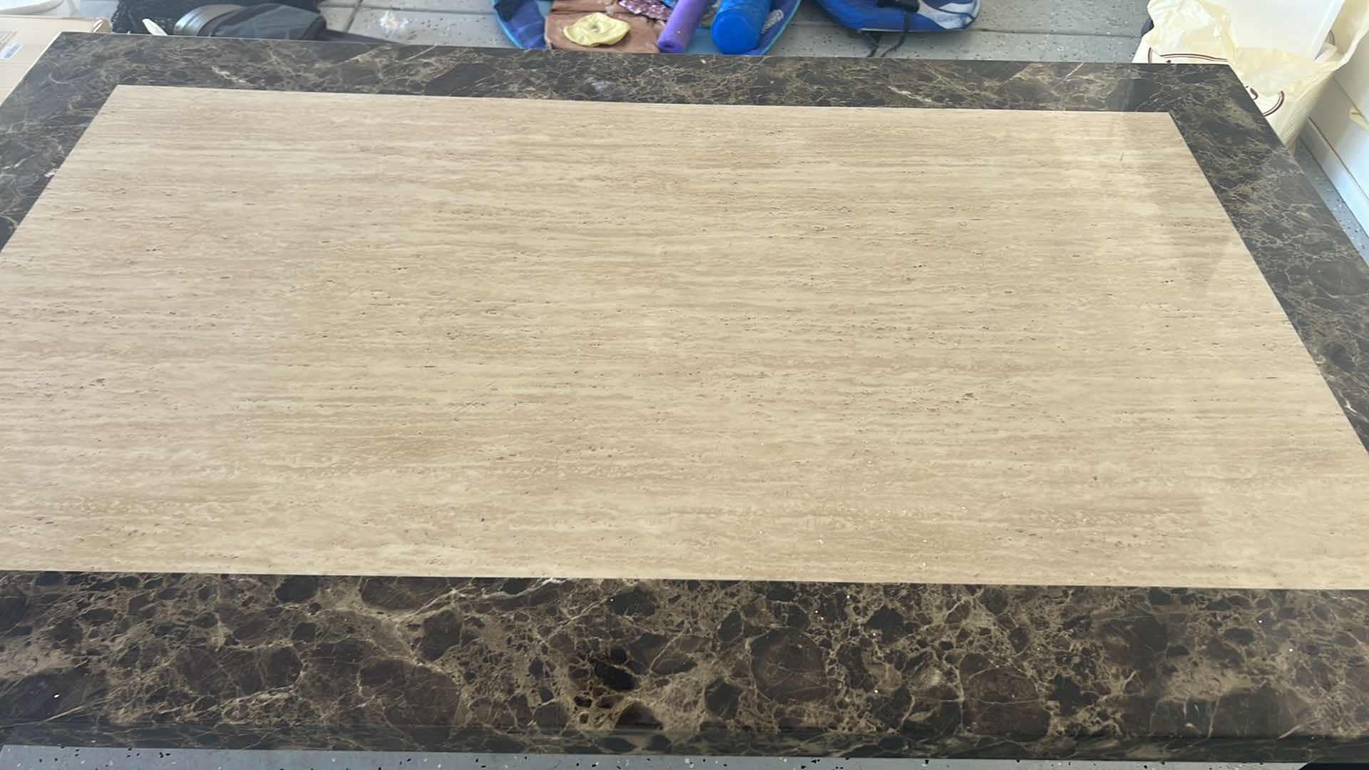 Photo 1 of FAUX MARBLE TOO DINING TABLE W BLACK LEGS 60" x 36" H 30"