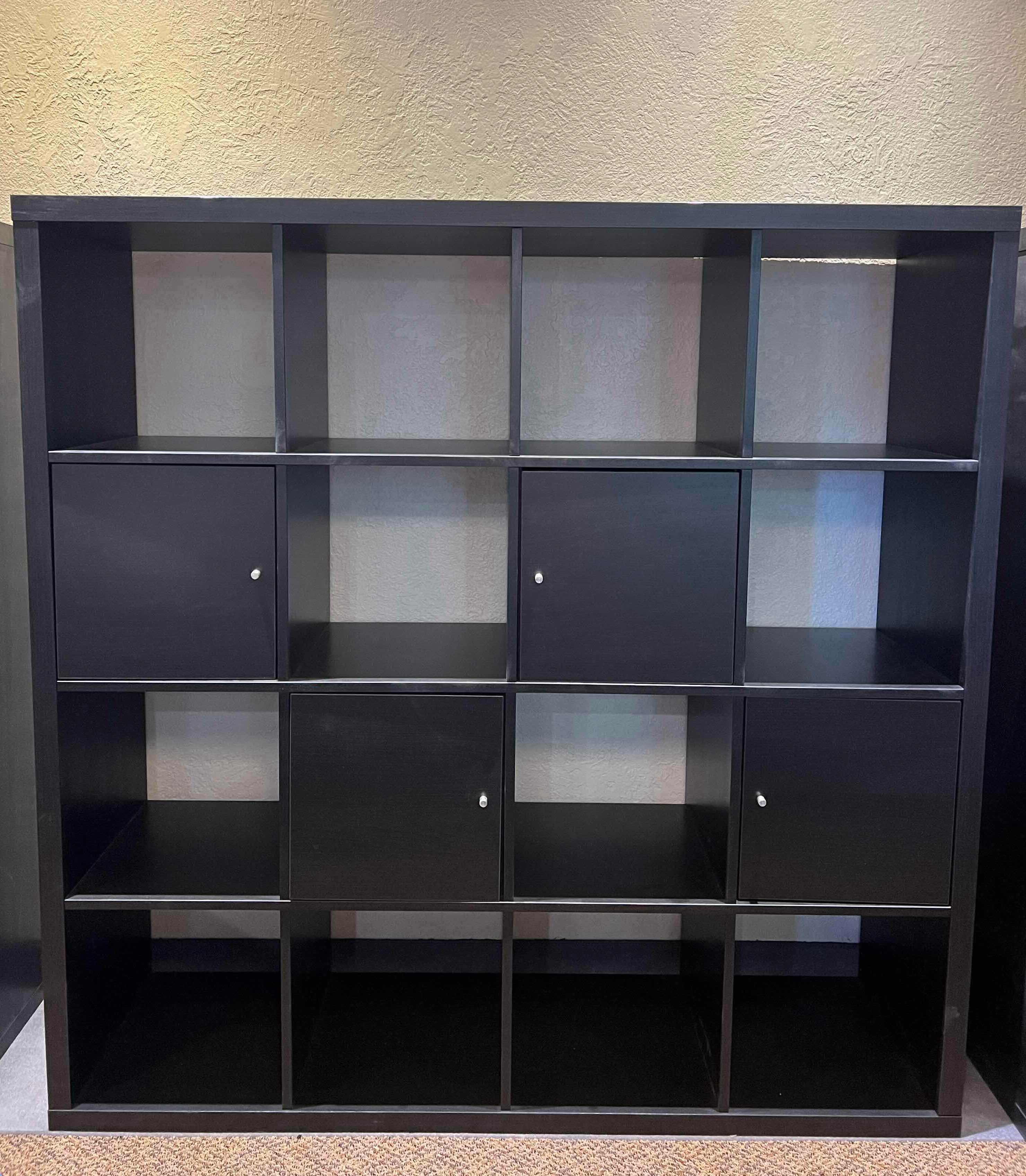 Photo 1 of IKEA BLACK KALLAX CABINET STORAGE CUBES   4’ x 4’  D15"