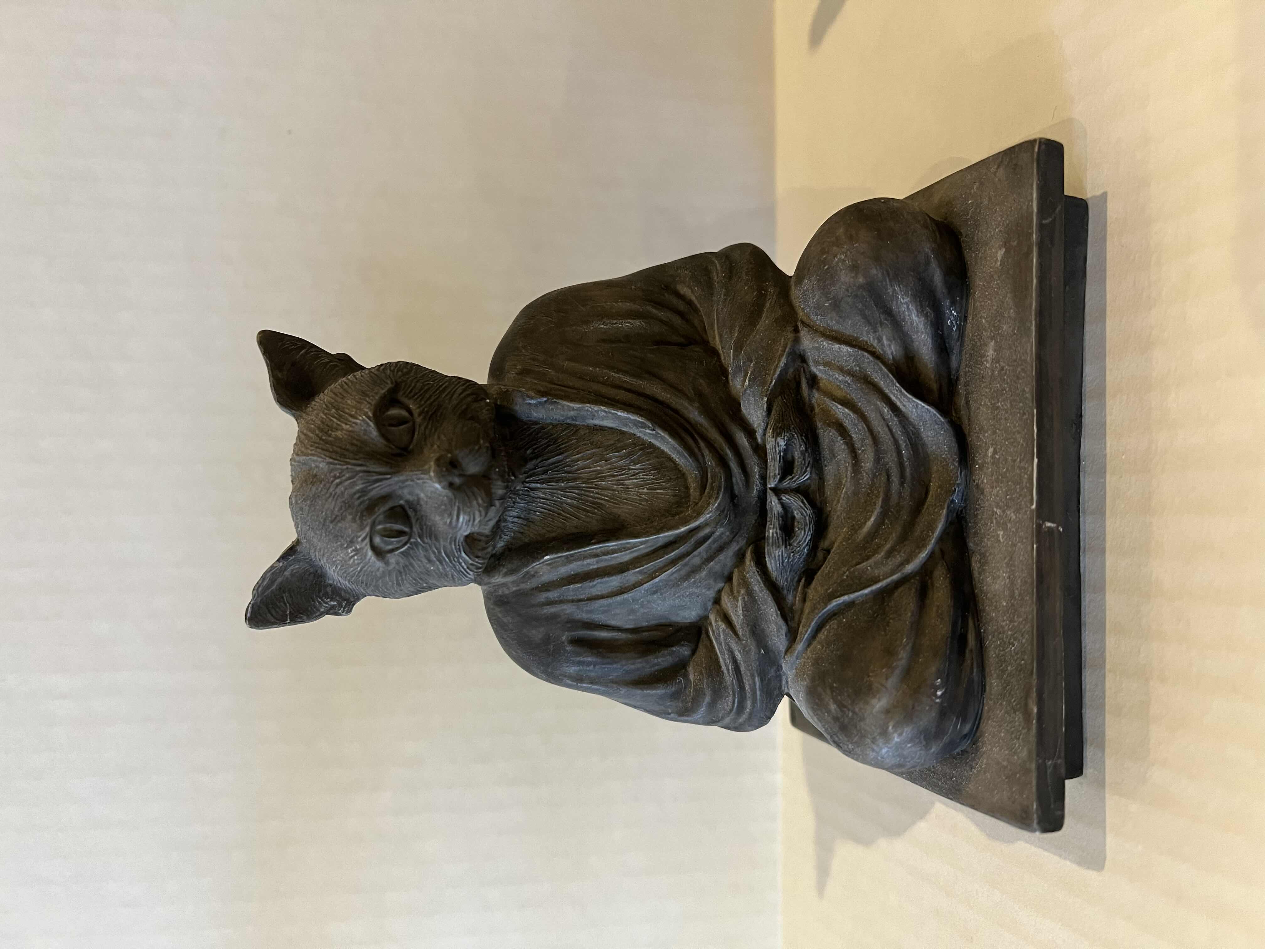 Photo 1 of DOG AND CAT MEDITATING BOOKEND STATUES. H6”