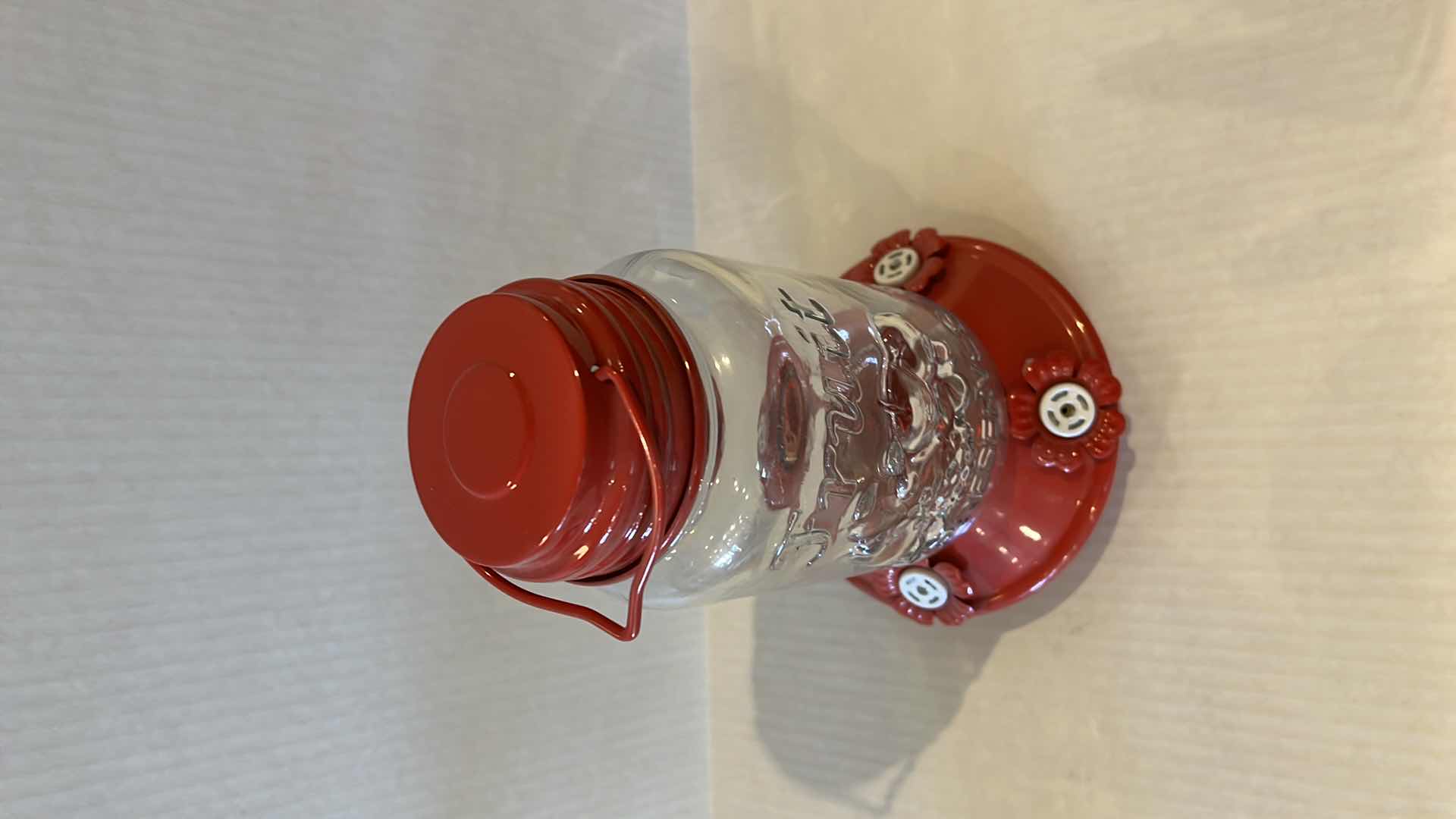 Photo 1 of GLASS LANTERN HUMMINGBIRD FEEDER. H9” 