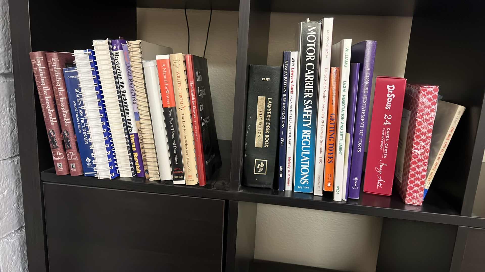 Photo 1 of IKEA BLACK KALLAX SHELVING UNIT  WHEELS W BOOKS  59" x 16" H60 