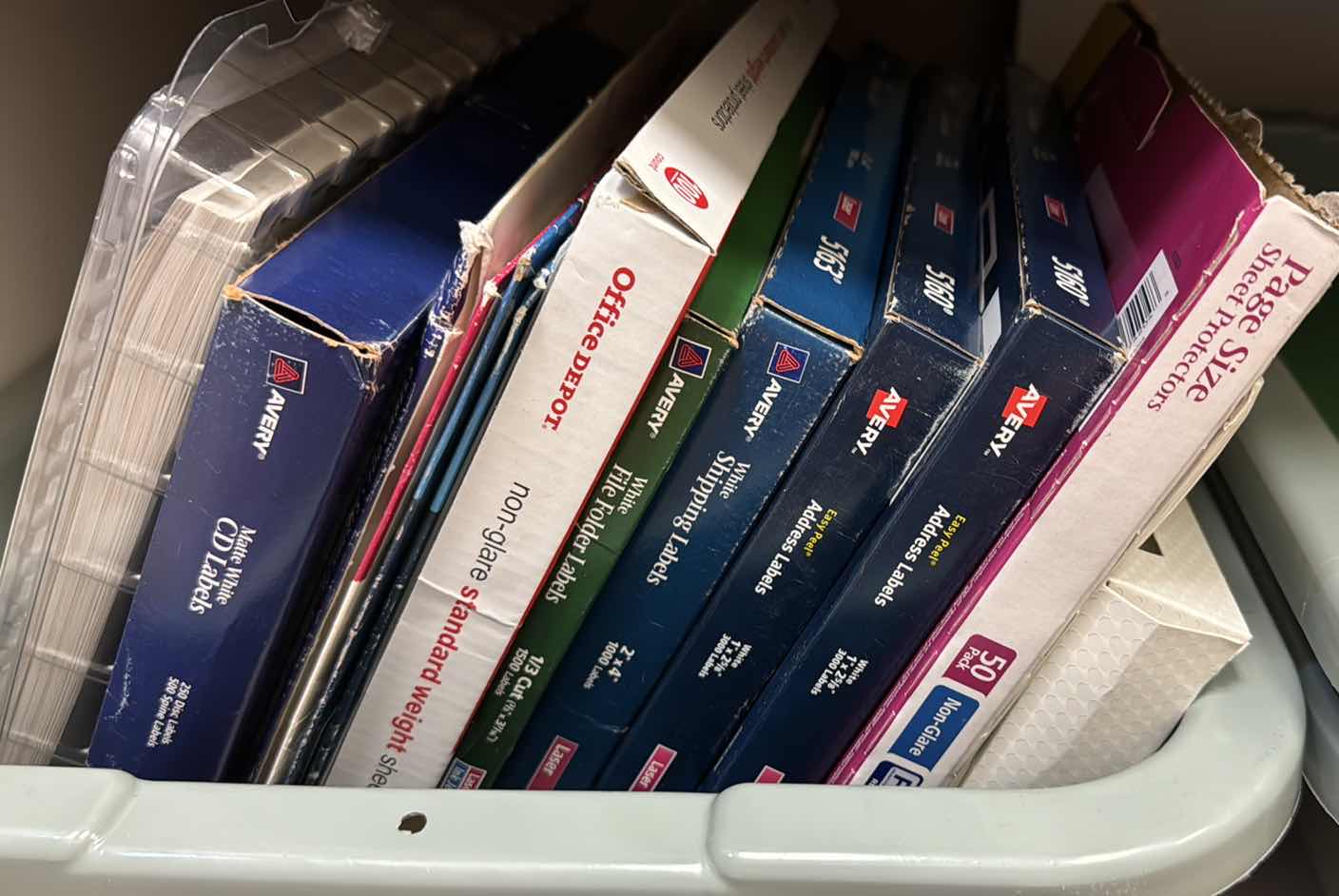 Photo 1 of CONTENTS OF CABINET-FILE LABELS & PLASTIC BINS