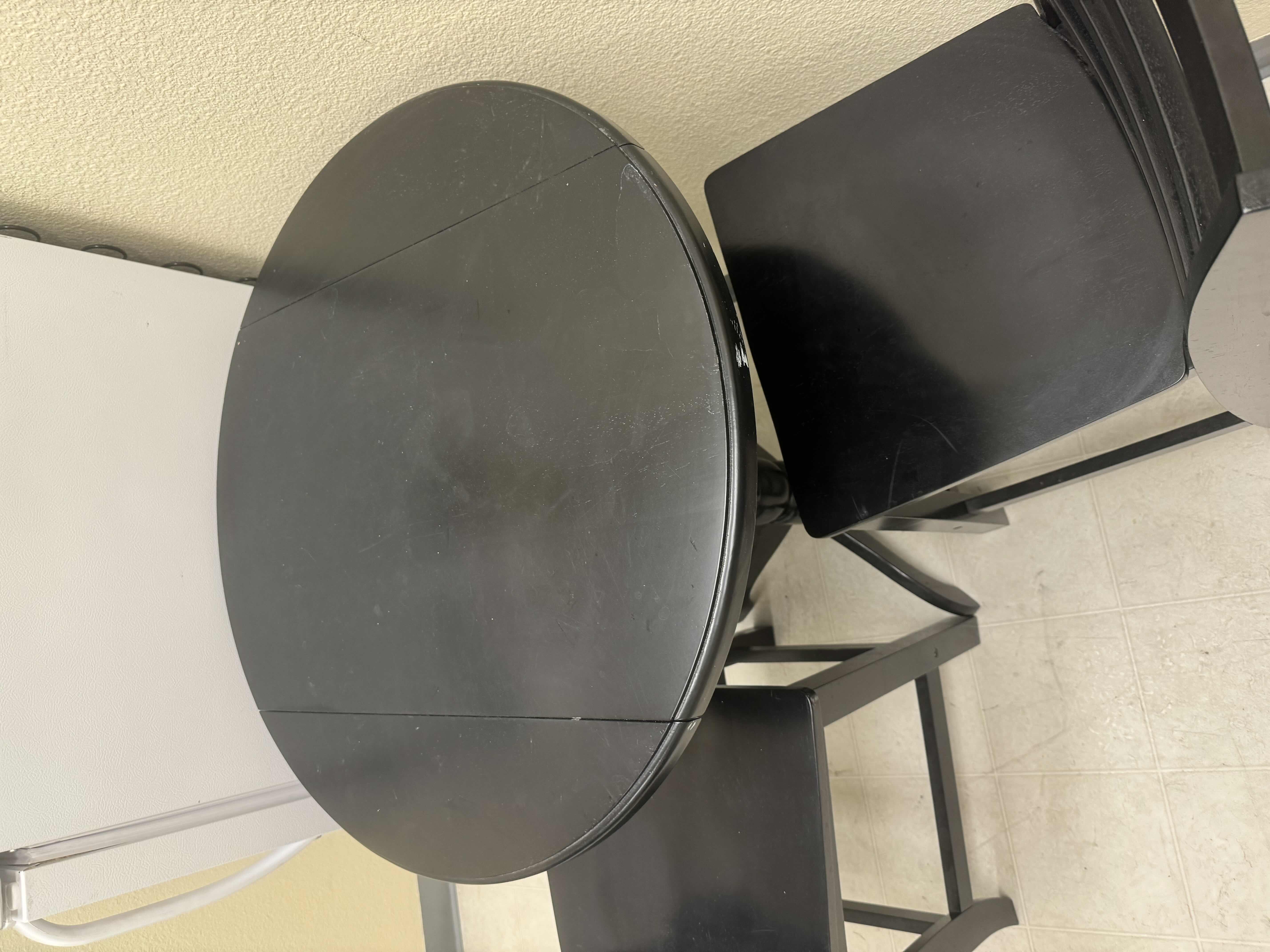 Photo 1 of 3 PCS- BLACK WOOD ROUND TABLE & 2 CHAIRS