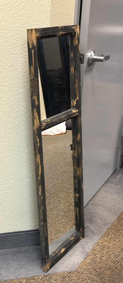 Photo 1 of DISTRESSED DARK BROWN WOOD MIRROR  16” X 47”