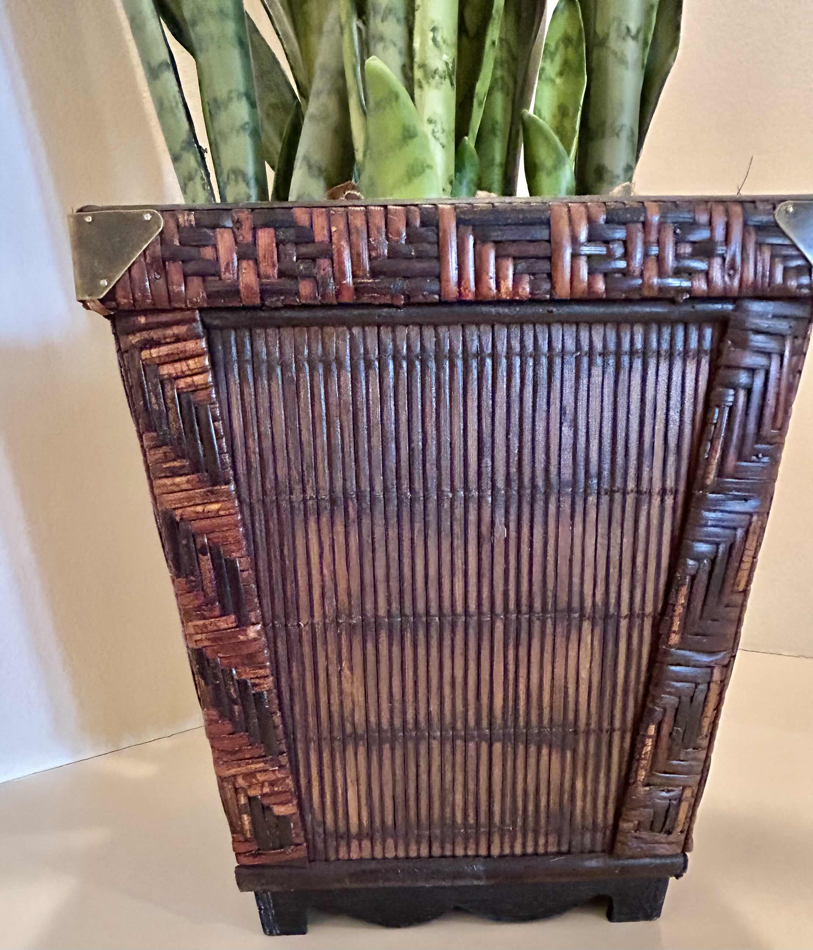 Photo 1 of FAUX WICKER POTTED SNAKE PLANT 51”H