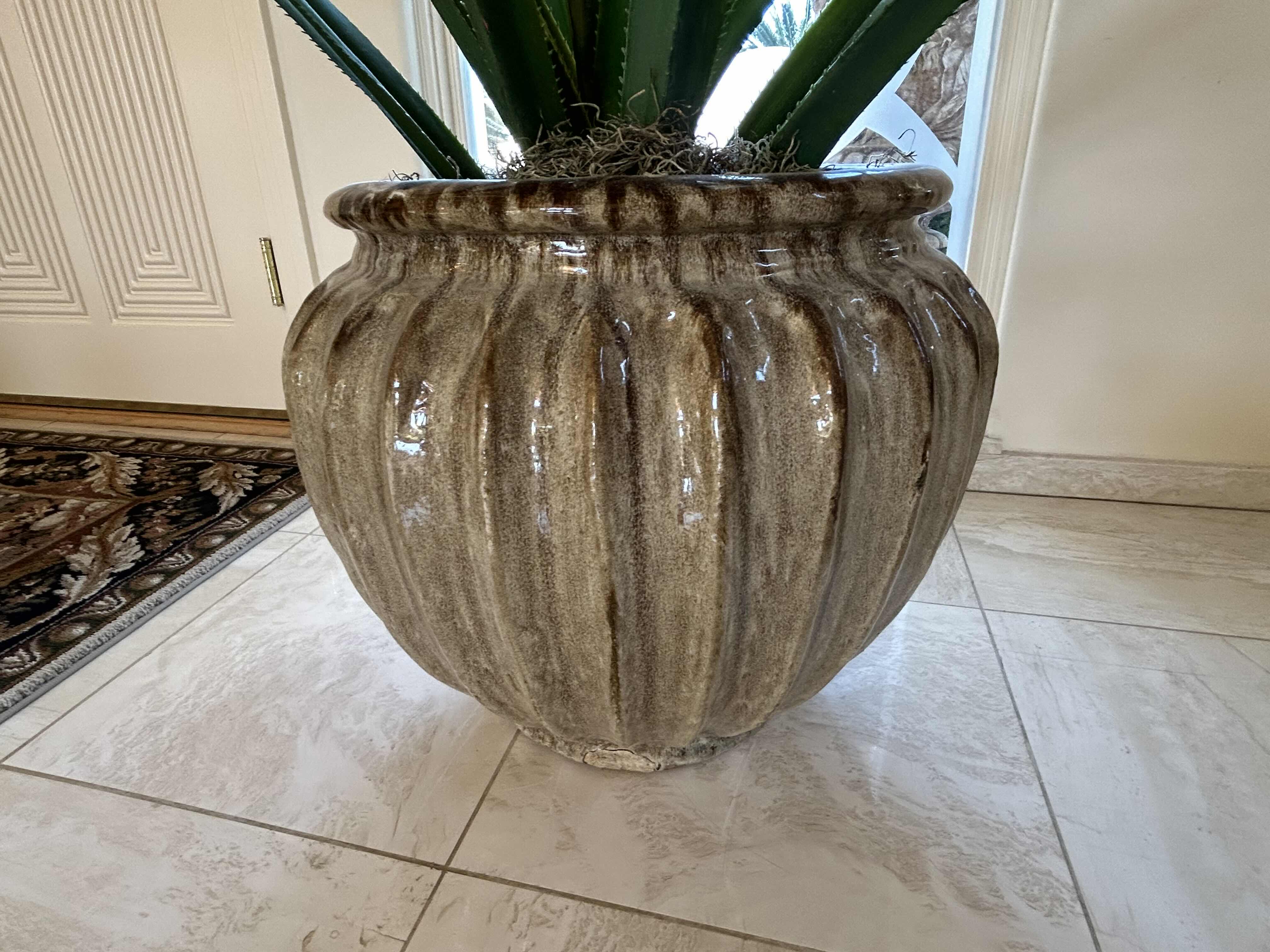 Photo 1 of FAUX POTTED PLANT IN HEAVY GLAZED PLANTER 55”H