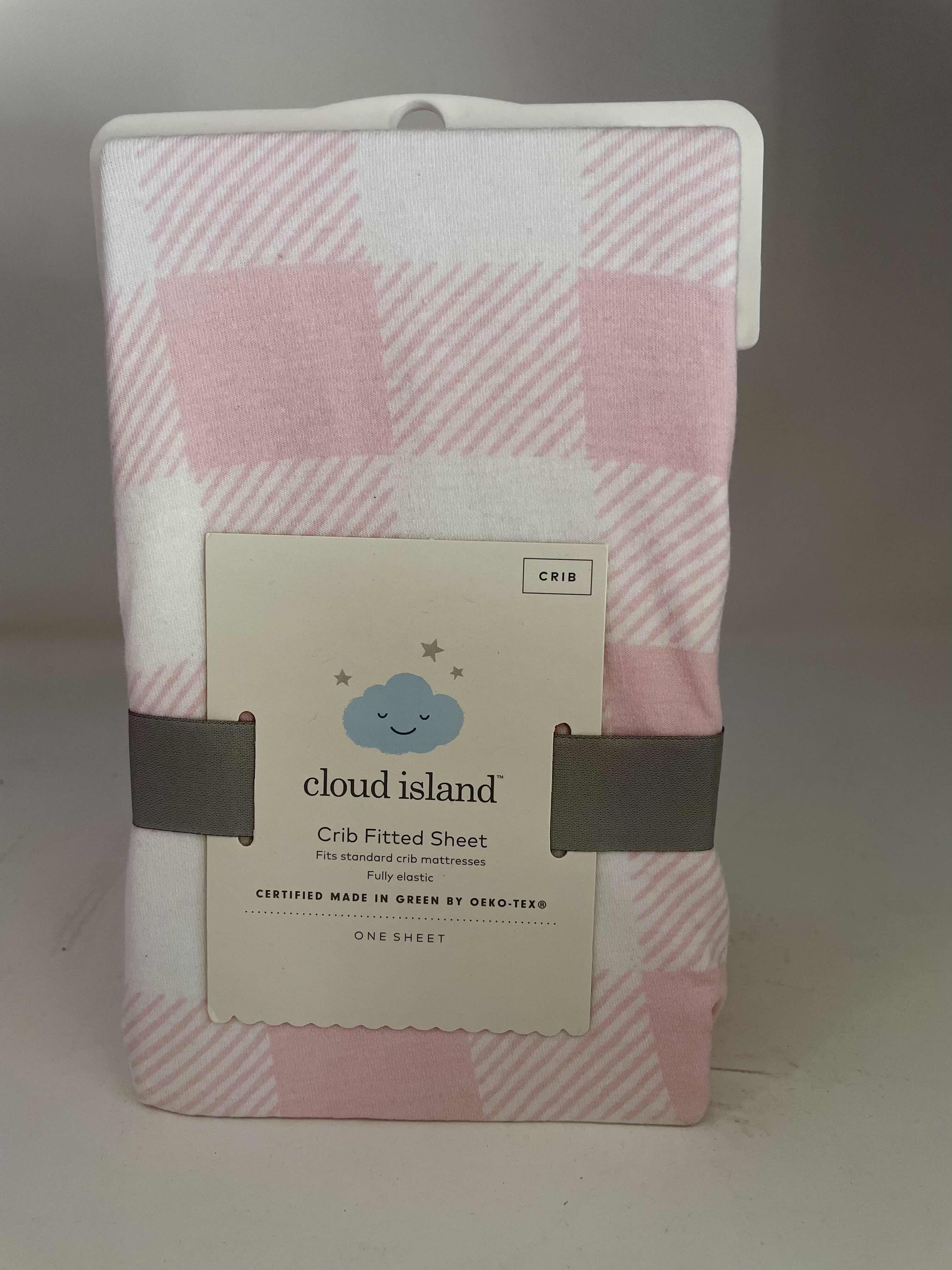 Photo 1 of BRAND NEW  2 - POLYESTER RAYON JERSEY FITTED CRIB SHEET - CLOUD ISLAND™ PINK GINGHAM