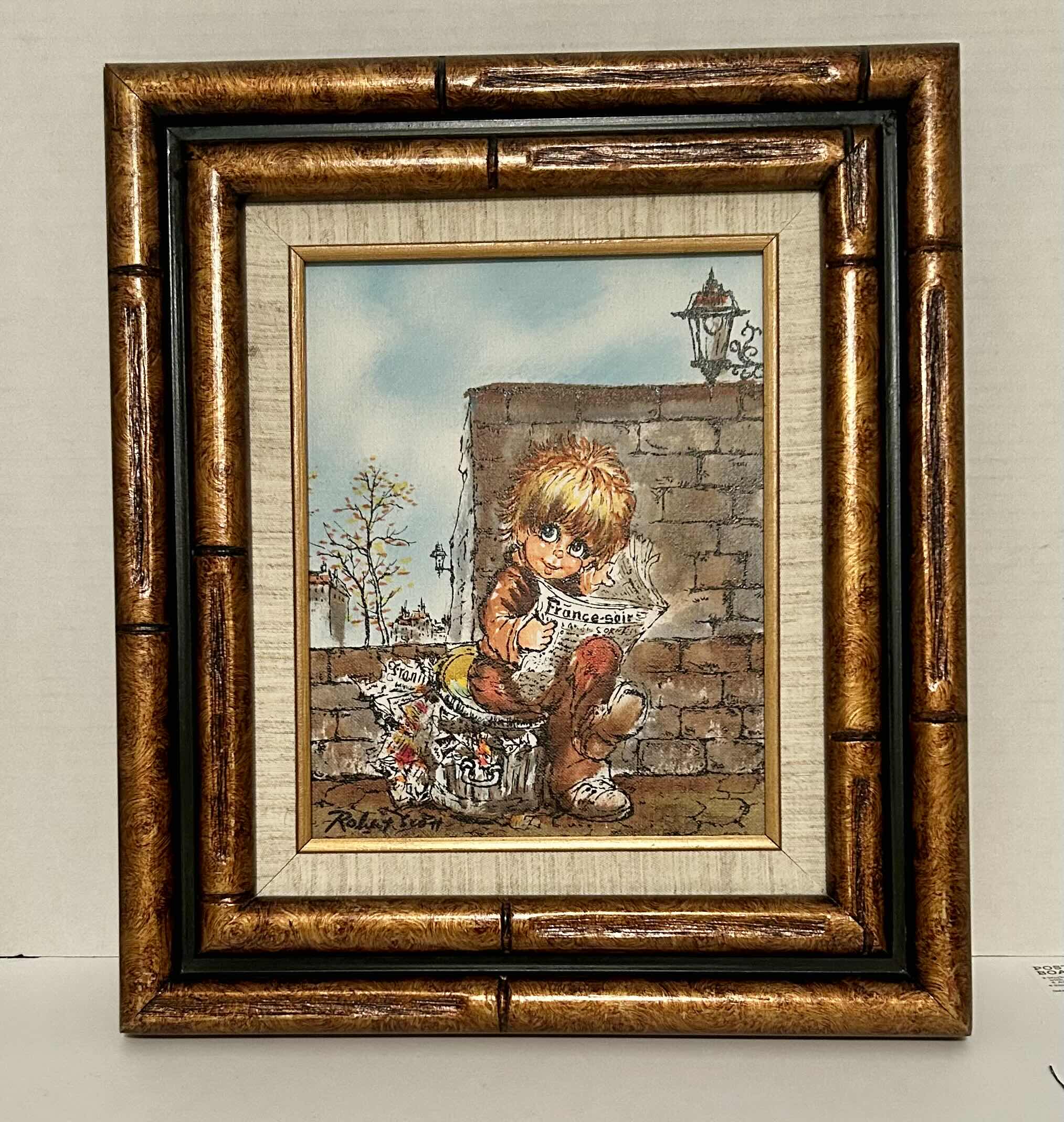 Photo 1 of ARTWORK BOY READING NEWSPAPER 13.5” x 15.5” AND WHEATEN DOG COFFEE COMPANY 19.5” x20”