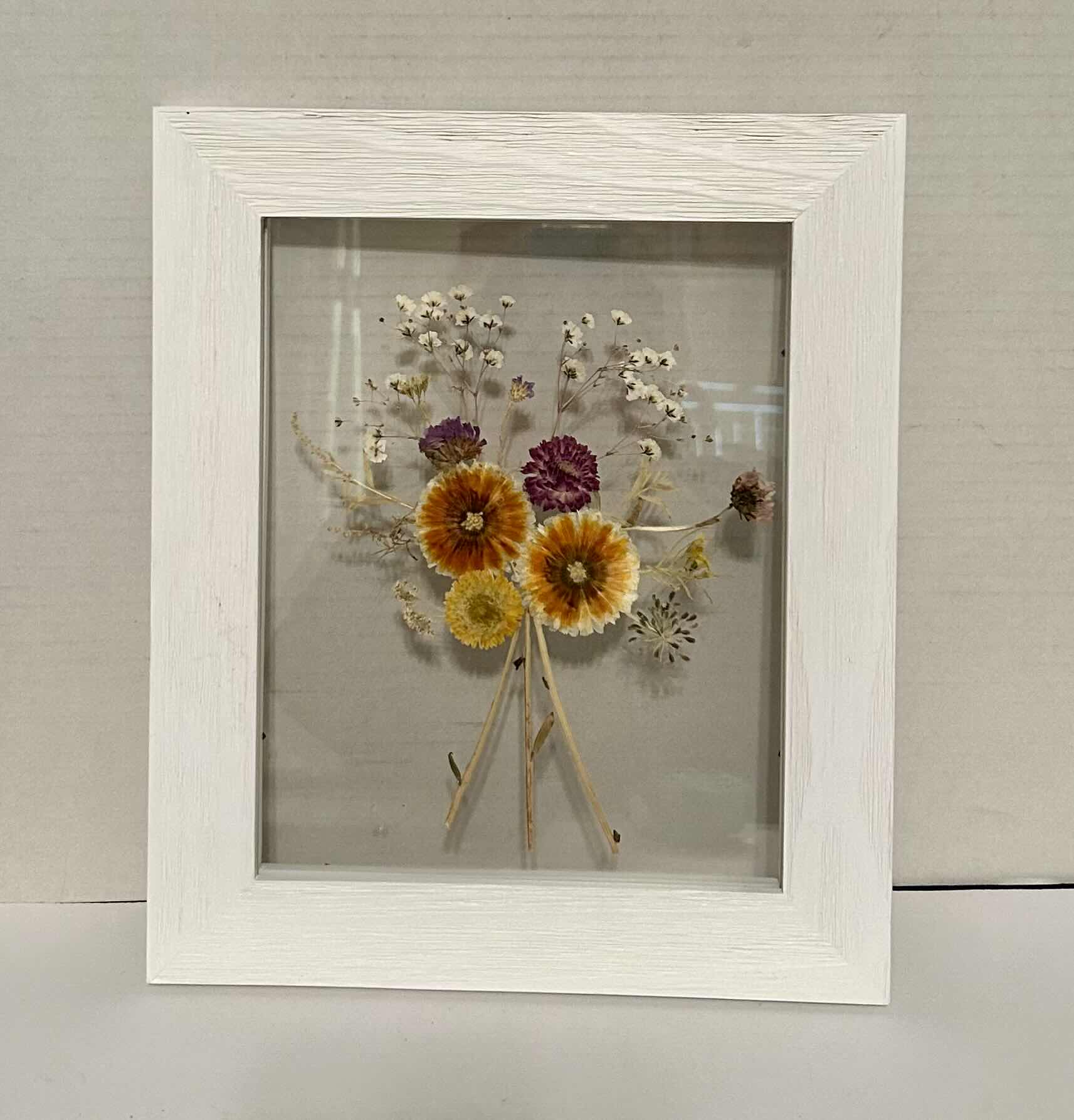 Photo 1 of ARTWORK CROSS STITCH ROSE 10” x 12”, WHITE FRAME FLOWERS 11” x 13”, AND FLOWER PICTURE 13” x 16”