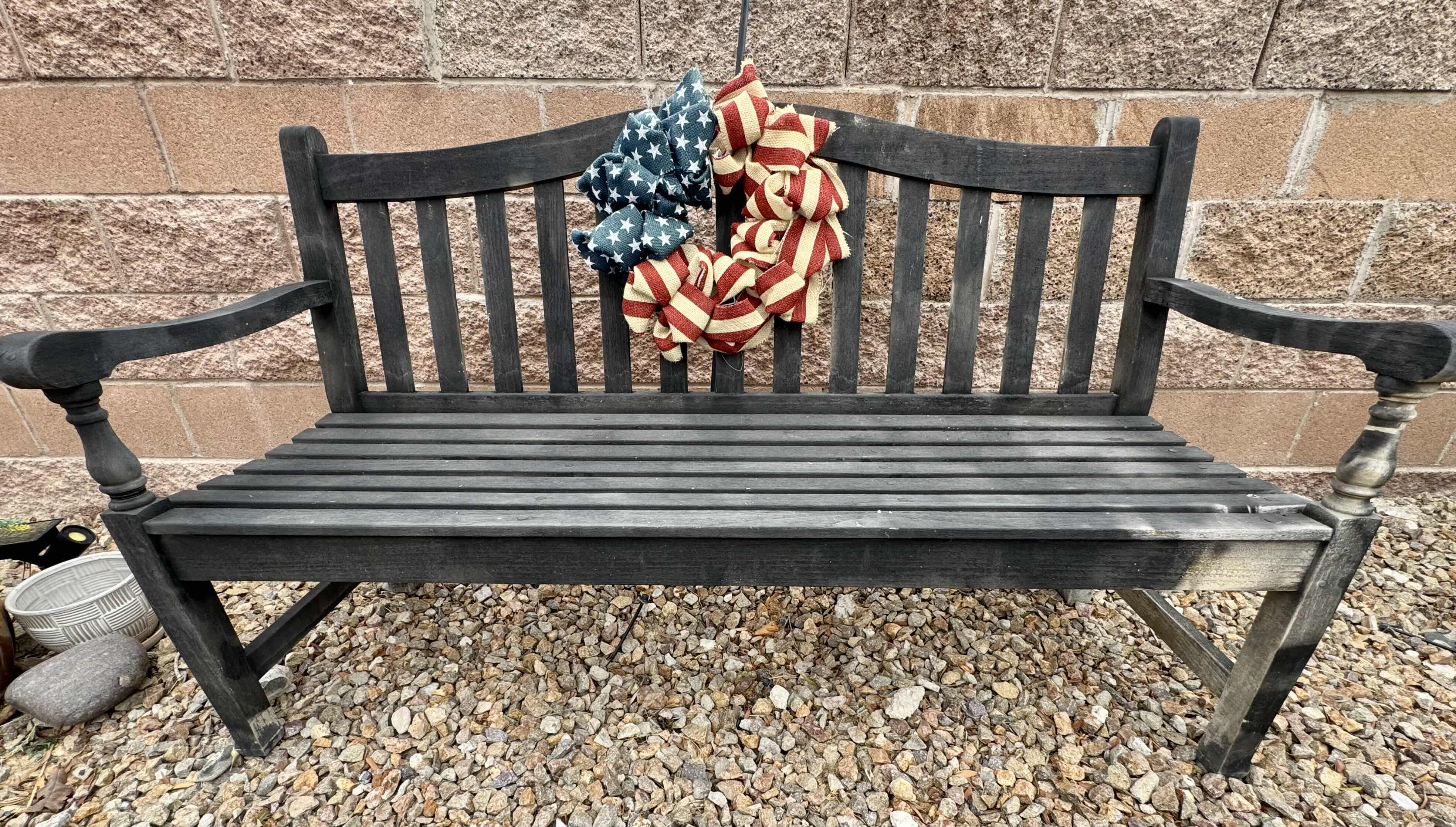 Photo 1 of "BARLOW TYRIE" BLACK PAINTED TEAK WOOD BENCH 58”