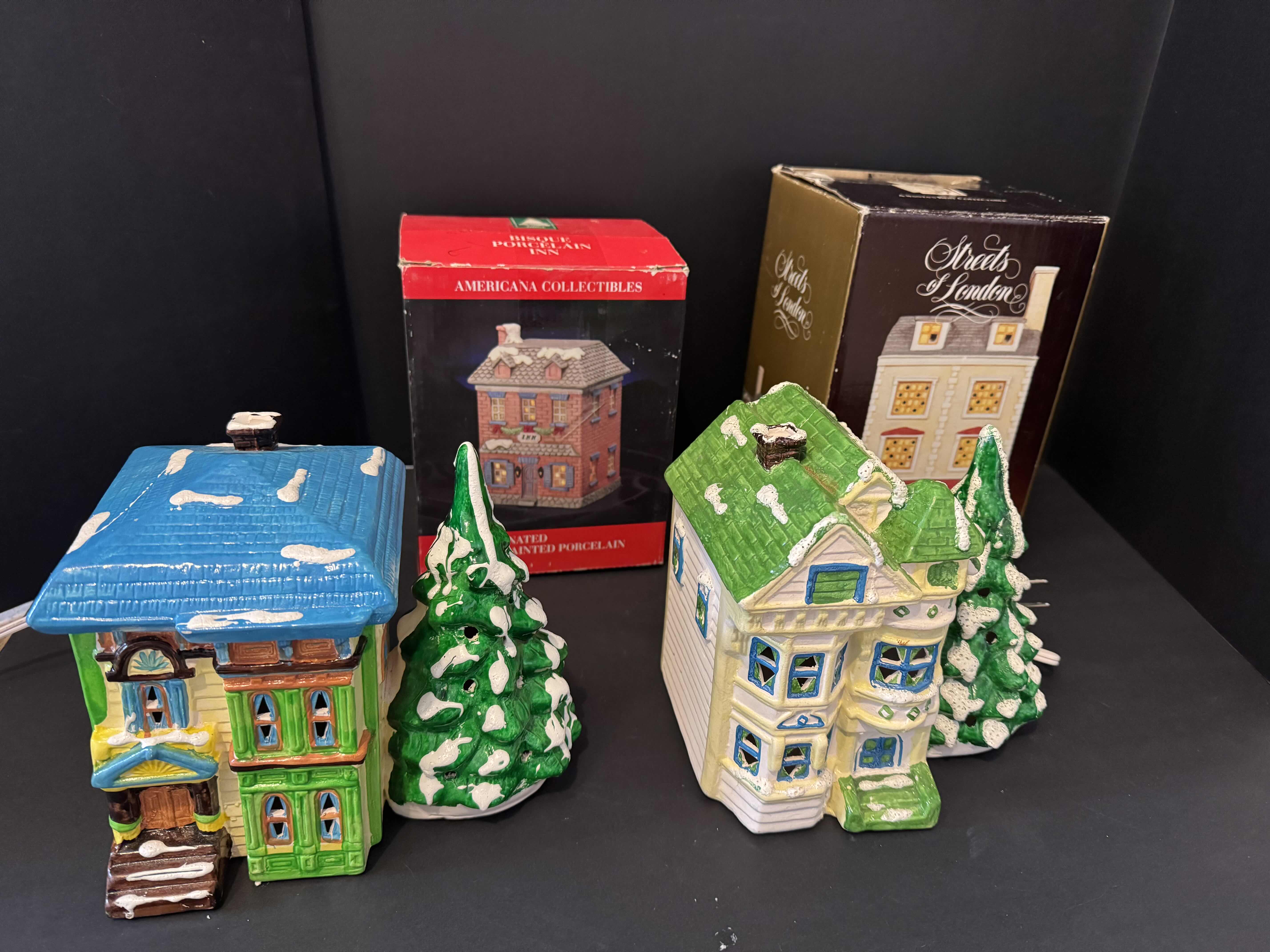 Photo 1 of 4- PORCELAIN CHRISTMAS VILLAGE HOUSES