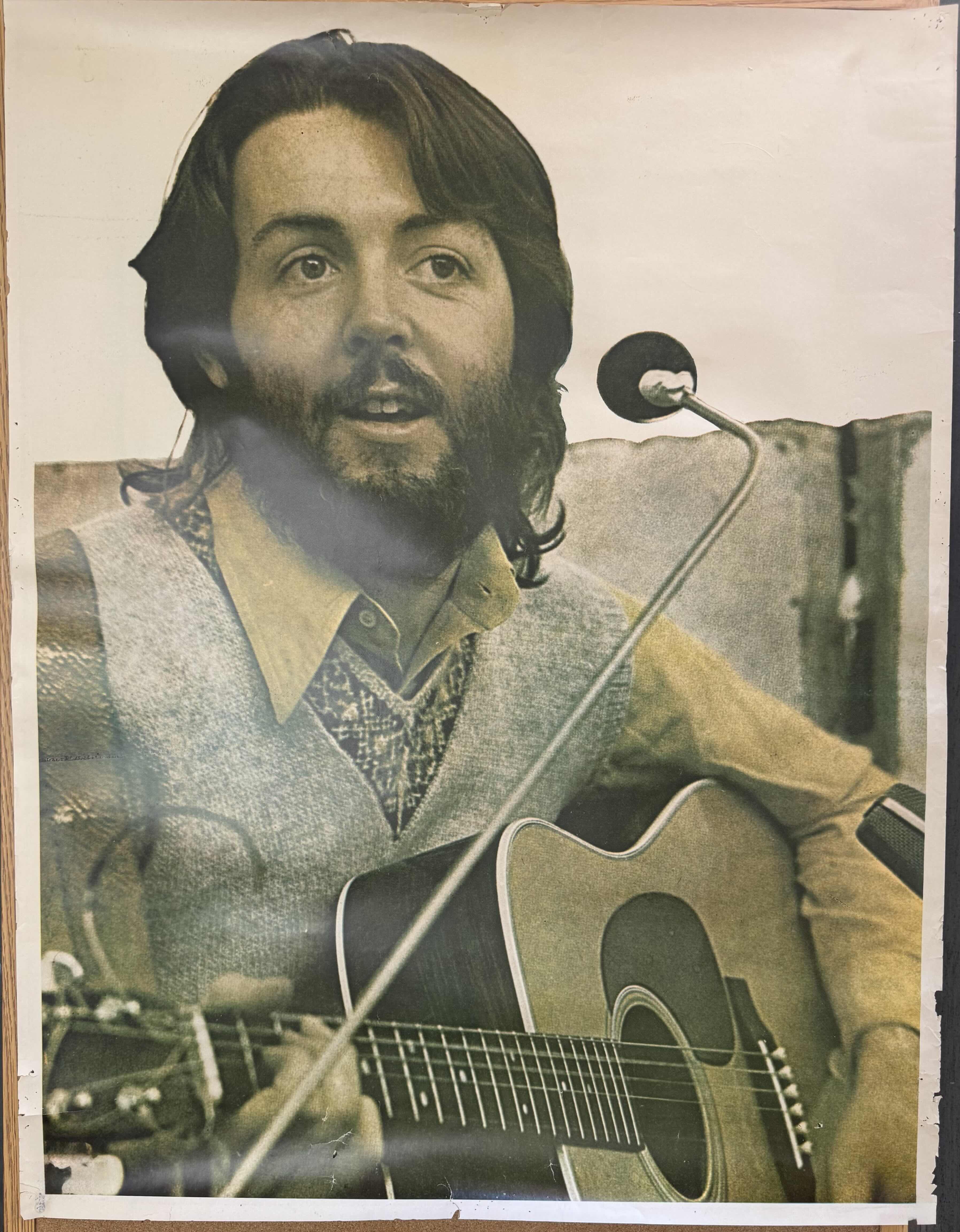 View 4 of 2 VINTAGE POSTERS, POSTERS ONLY, “LOVE IS ALL YOU NEED”, BEATLES, 36”H X 23.5”W AND PAUL MCCARTNEY “LET IT BE” SESSIONS WITH THE BEATLES IN 1970, 30”H X 23”W