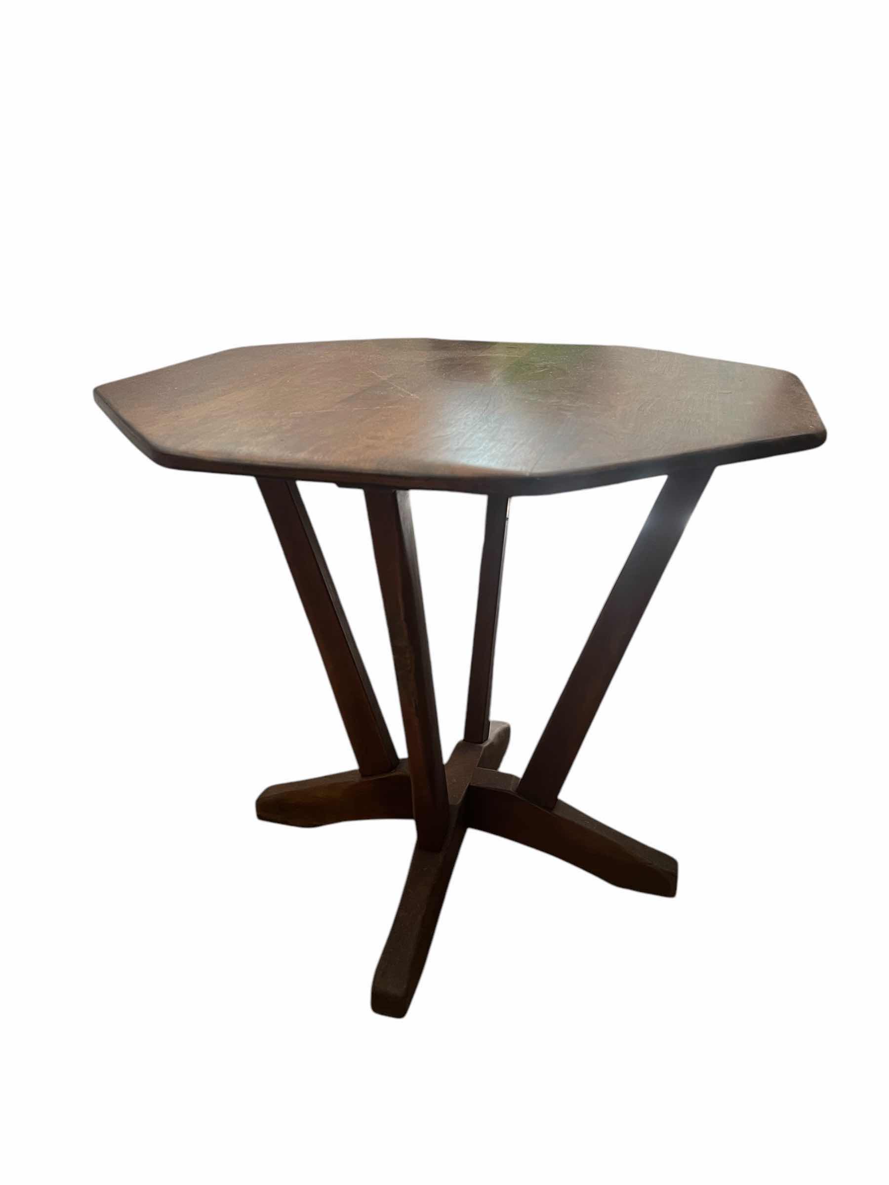 Photo 1 of MID CENTURY MODERN-WOODEN SIDE/END TABLE-OCTAGONAL. 42"D, 36" H