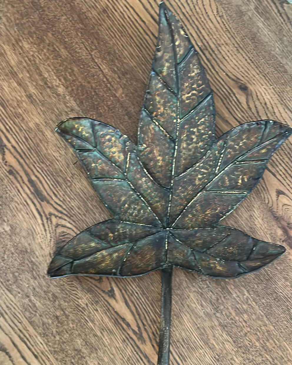 Photo 1 of COFFEE TABLE ART-BRASS LEAF SHAPED SCULPTURE.  24”L X 2"H.