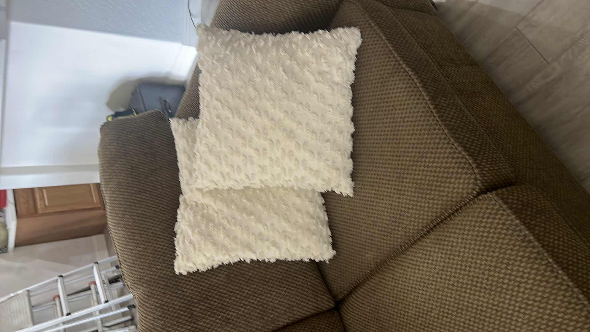 Photo 1 of 2 THROW PILLOWS. OFF WHIITE. 15" X 15" CREAM COLORED.