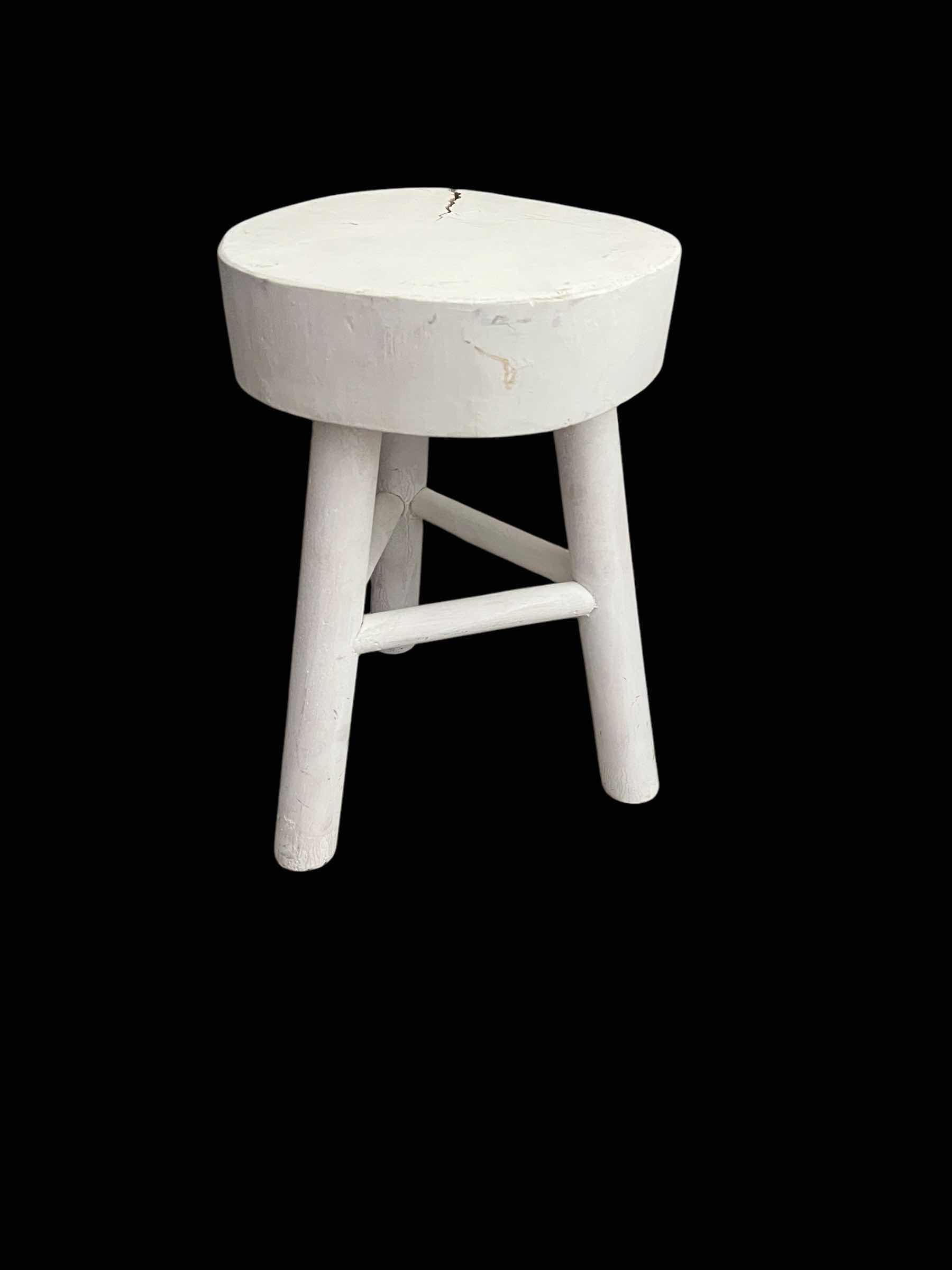 Photo 1 of WHITE PAINTED RAW WOOD STOOD, 15"H.