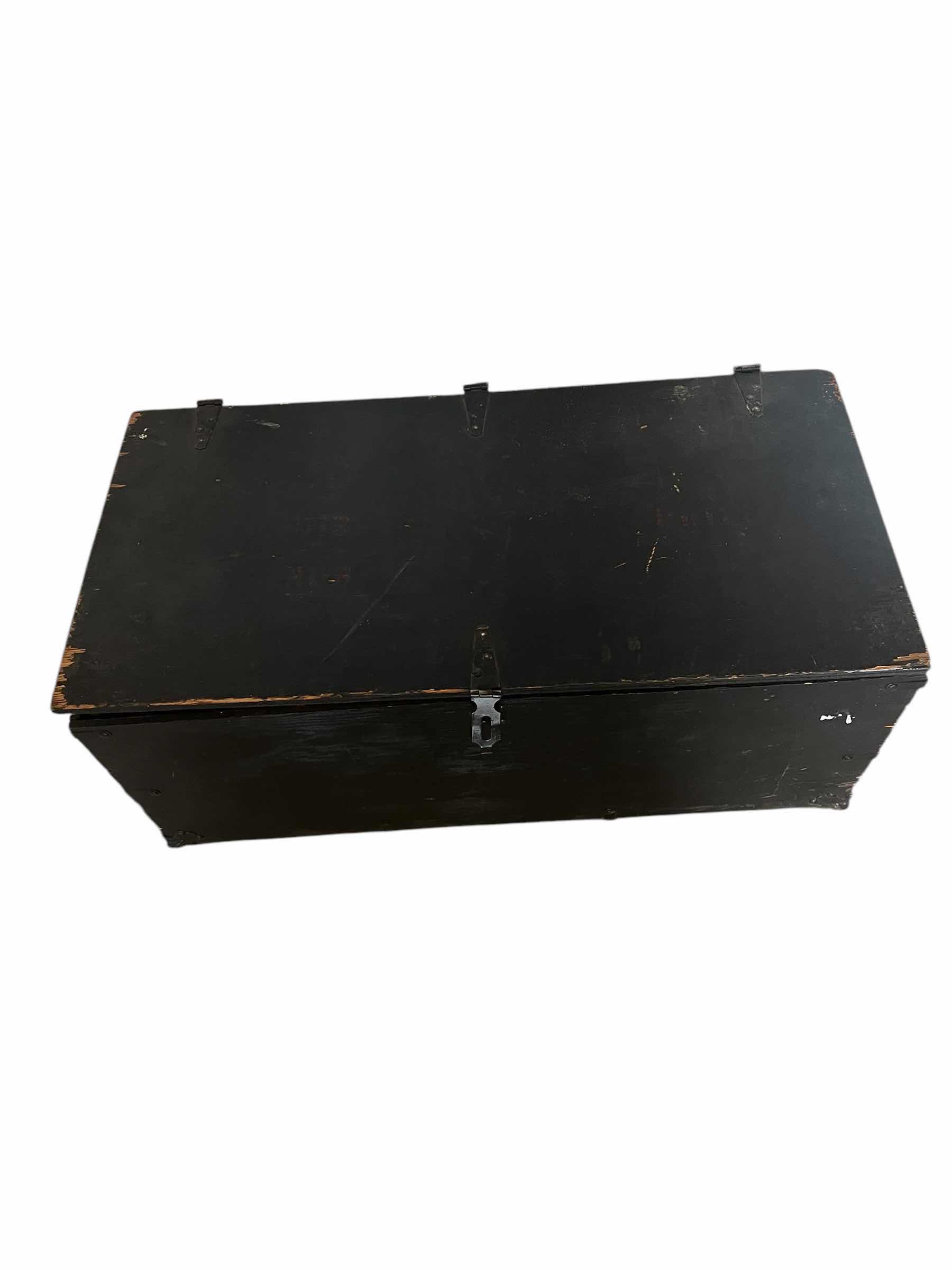 Photo 1 of GENUINE WOODEN US MILITARY FOOT TRUNK. ARMY GREEN.