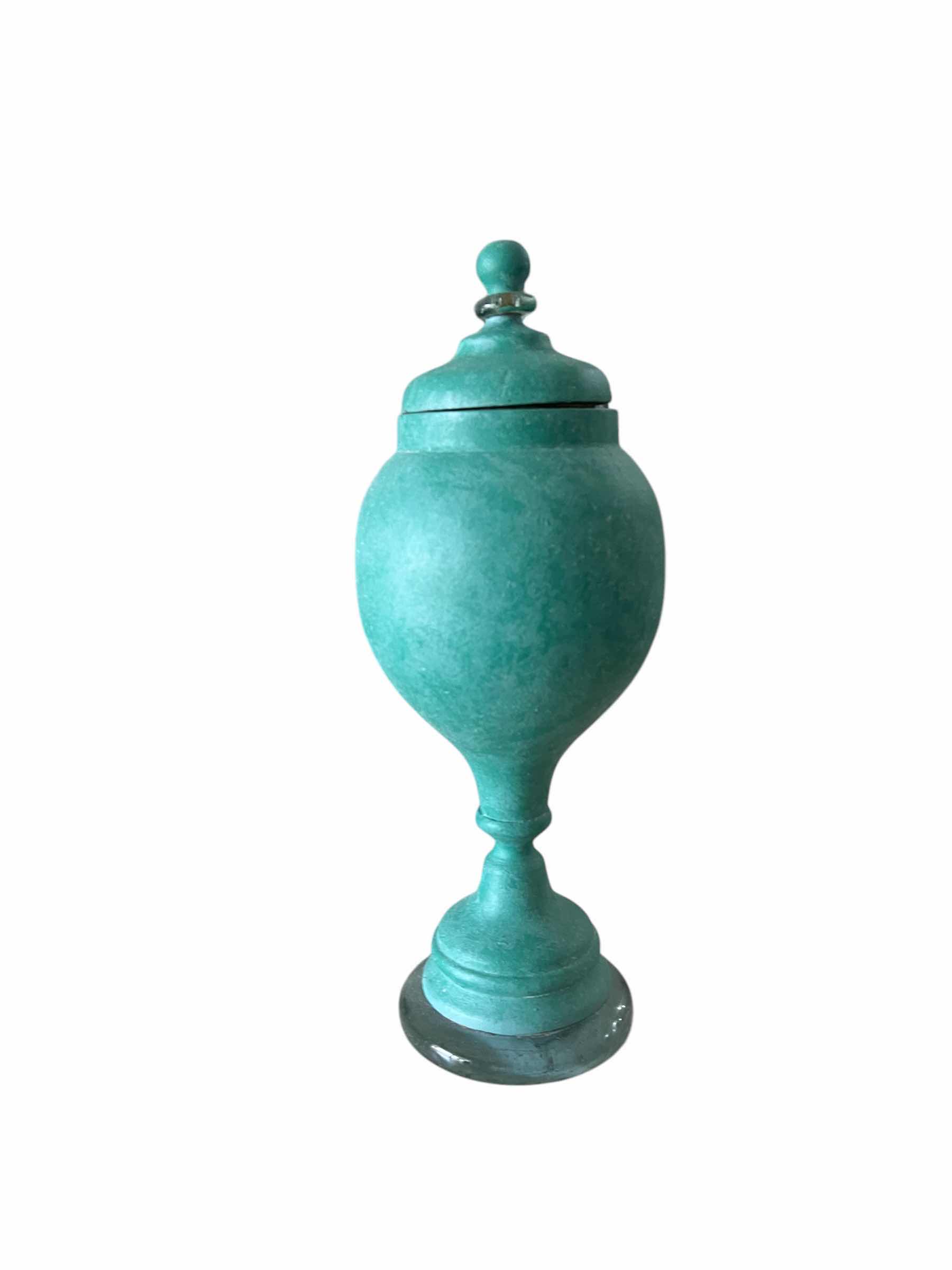 Photo 1 of TEAL HOME DECOR ITEMS-COLLAPSABLE BASKET AND URN