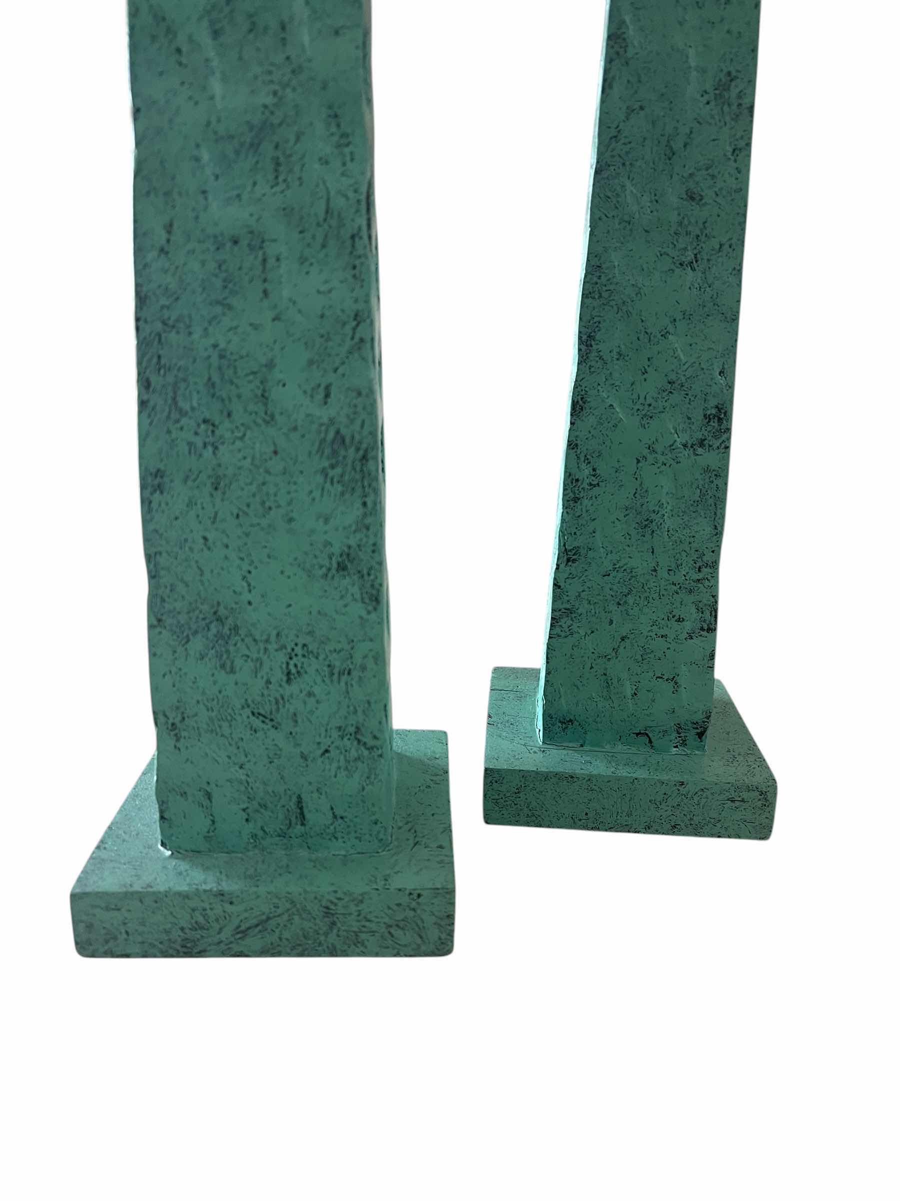 Photo 1 of 2-CANDLES AND TEAL PEDESTALCANDLE HOLDERS