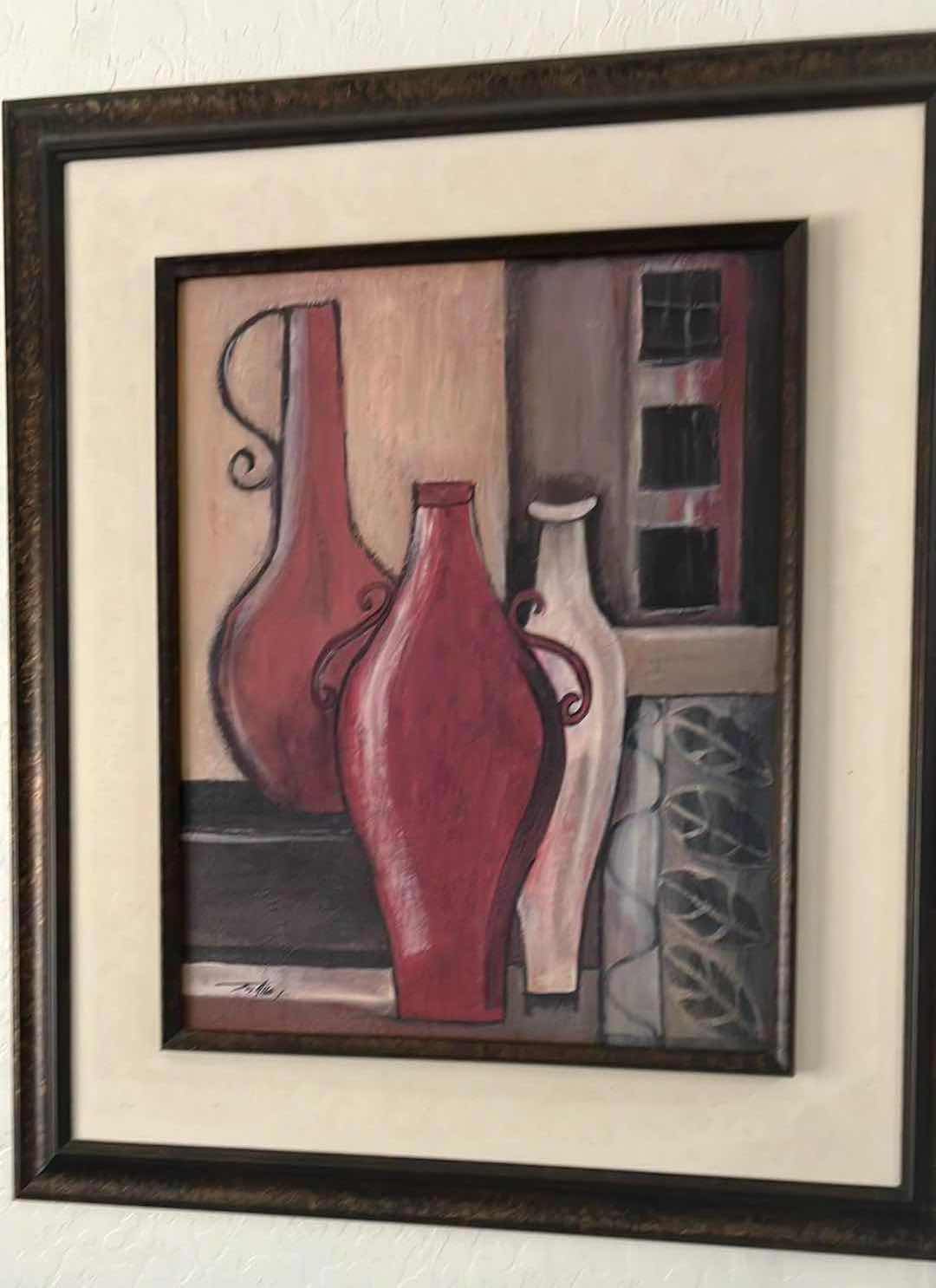 Photo 1 of PASTEL OIL  WINE JUG PAINTING. SIGNED BY ARTIST.