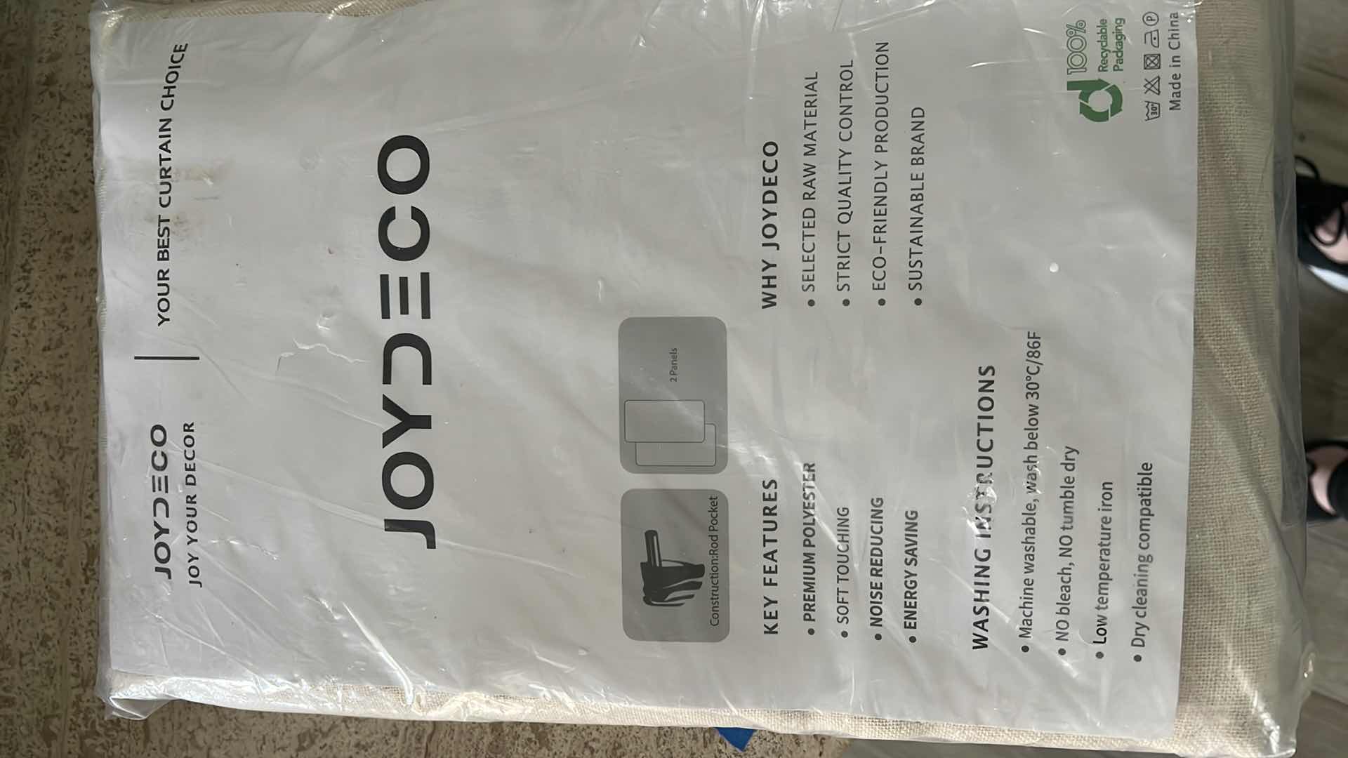 View 1 of BRAND NEW IN BAG-JOYDECO ECO-SUSTAINABLE CURTAINS- BEIGE-2 PANELS 52" X 96"H