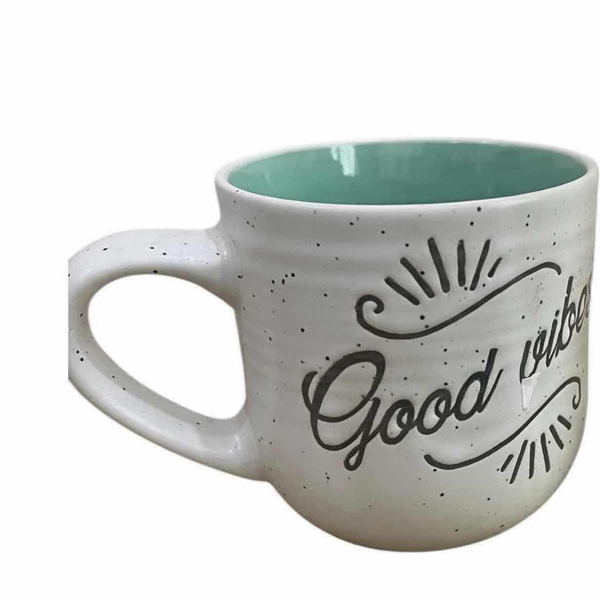 Photo 1 of HOME DECOR ITEMS-CANDLE, CANDLE HOLDER AND "GOOD VIBES" COFFEE MUG.