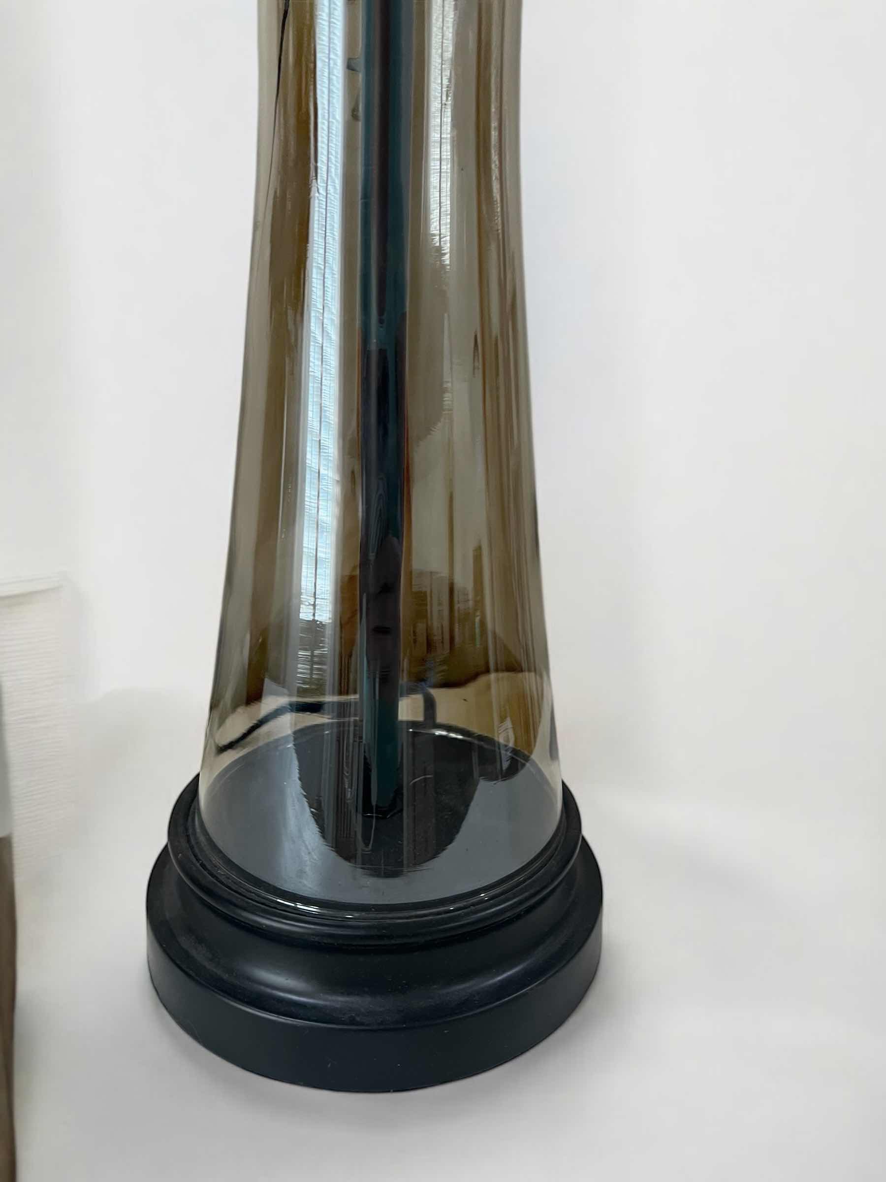 Photo 1 of DESK LAMP-GLASS AND BLACK METAL. OFFICE AND HOME DECOR. 22"H