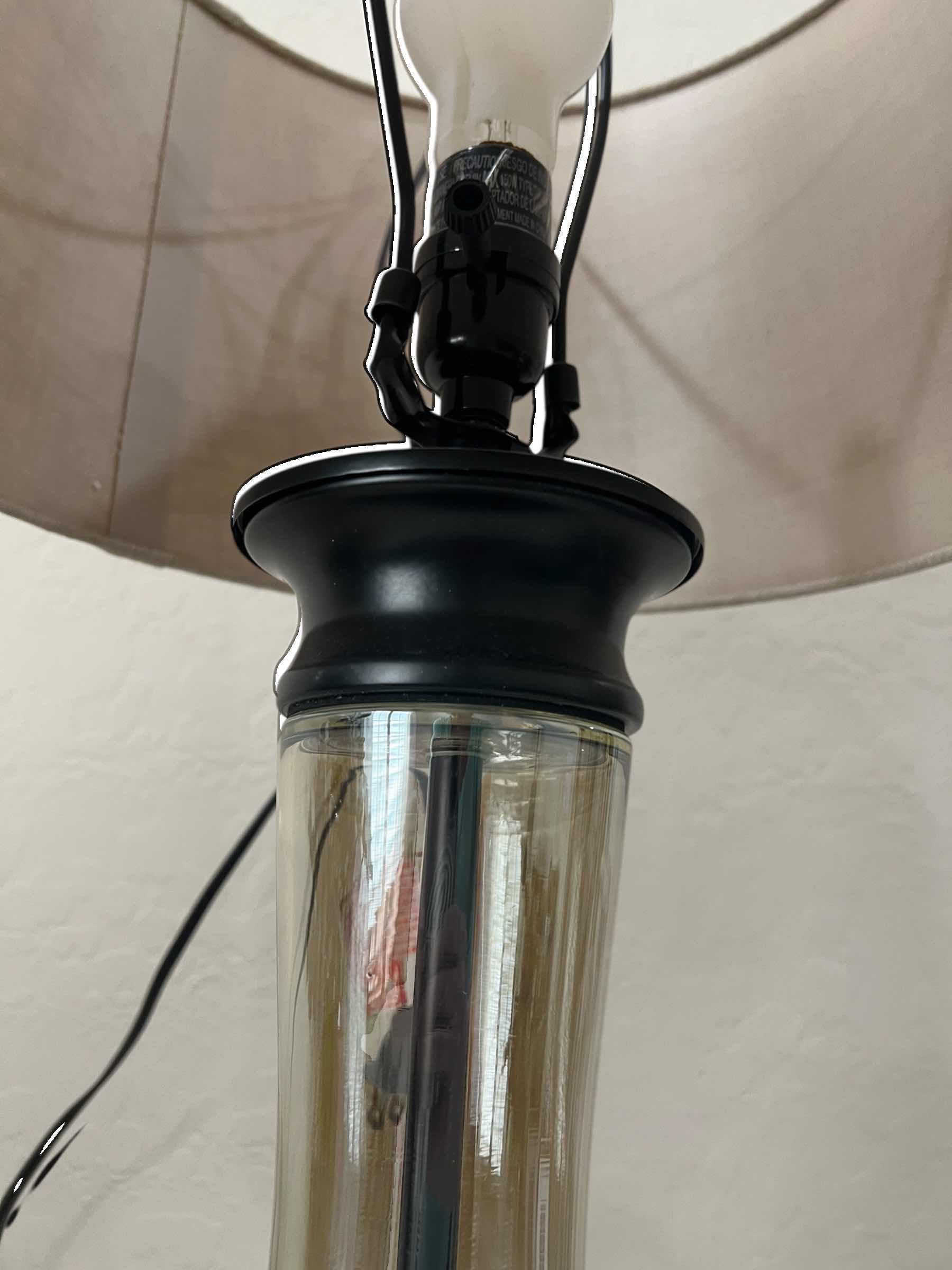 Photo 1 of DESK LAMP-GLASS AND BLACK METAL. OFFICE AND HOME DECOR. 22"H