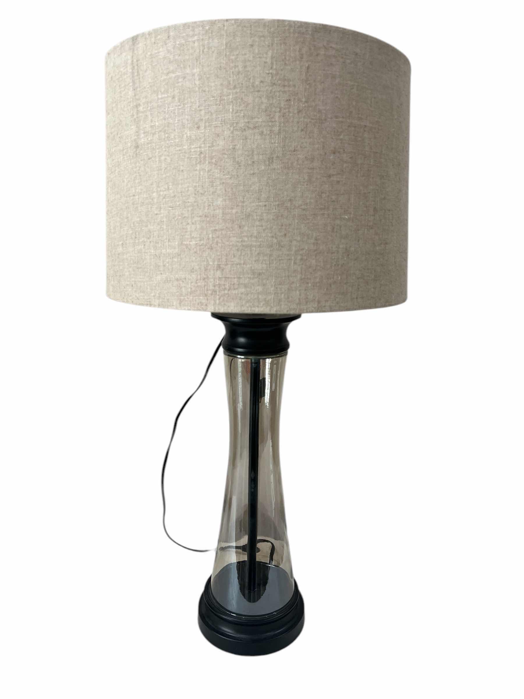 Photo 1 of DESK LAMP-GLASS AND BLACK METAL. OFFICE AND HOME DECOR. 22"H