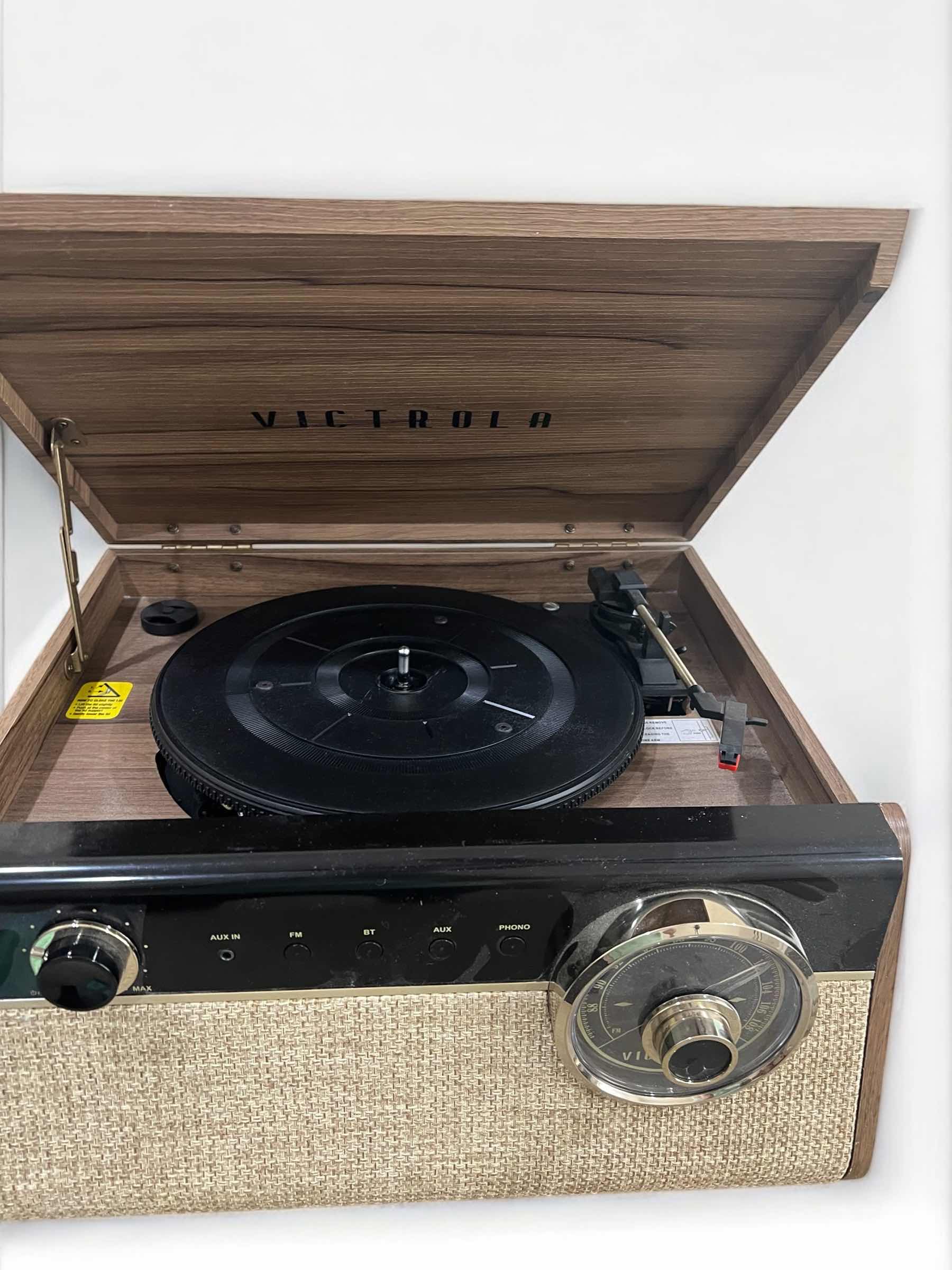 Photo 1 of VICTROLA-MID CENTURY MODERN STYLE BLUETOOTH VINYL RECORD PLAYER.