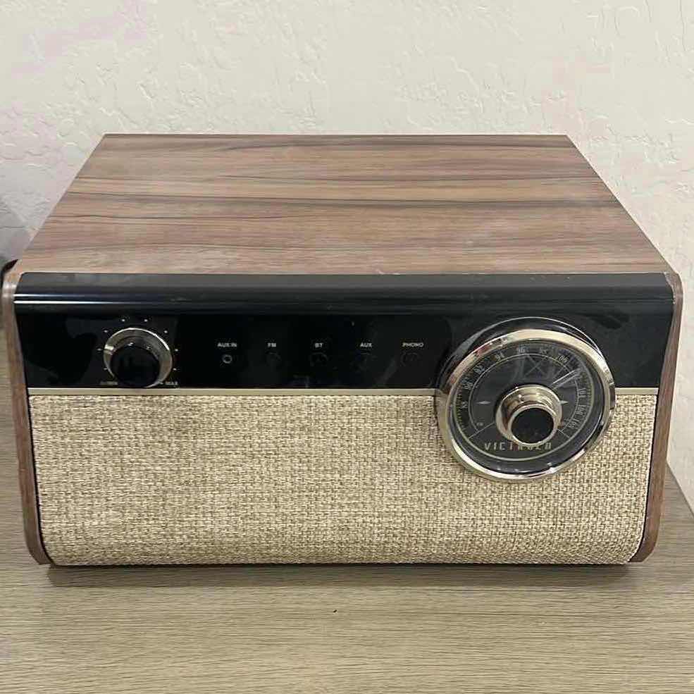 Photo 1 of VICTROLA-MID CENTURY MODERN STYLE BLUETOOTH VINYL RECORD PLAYER.