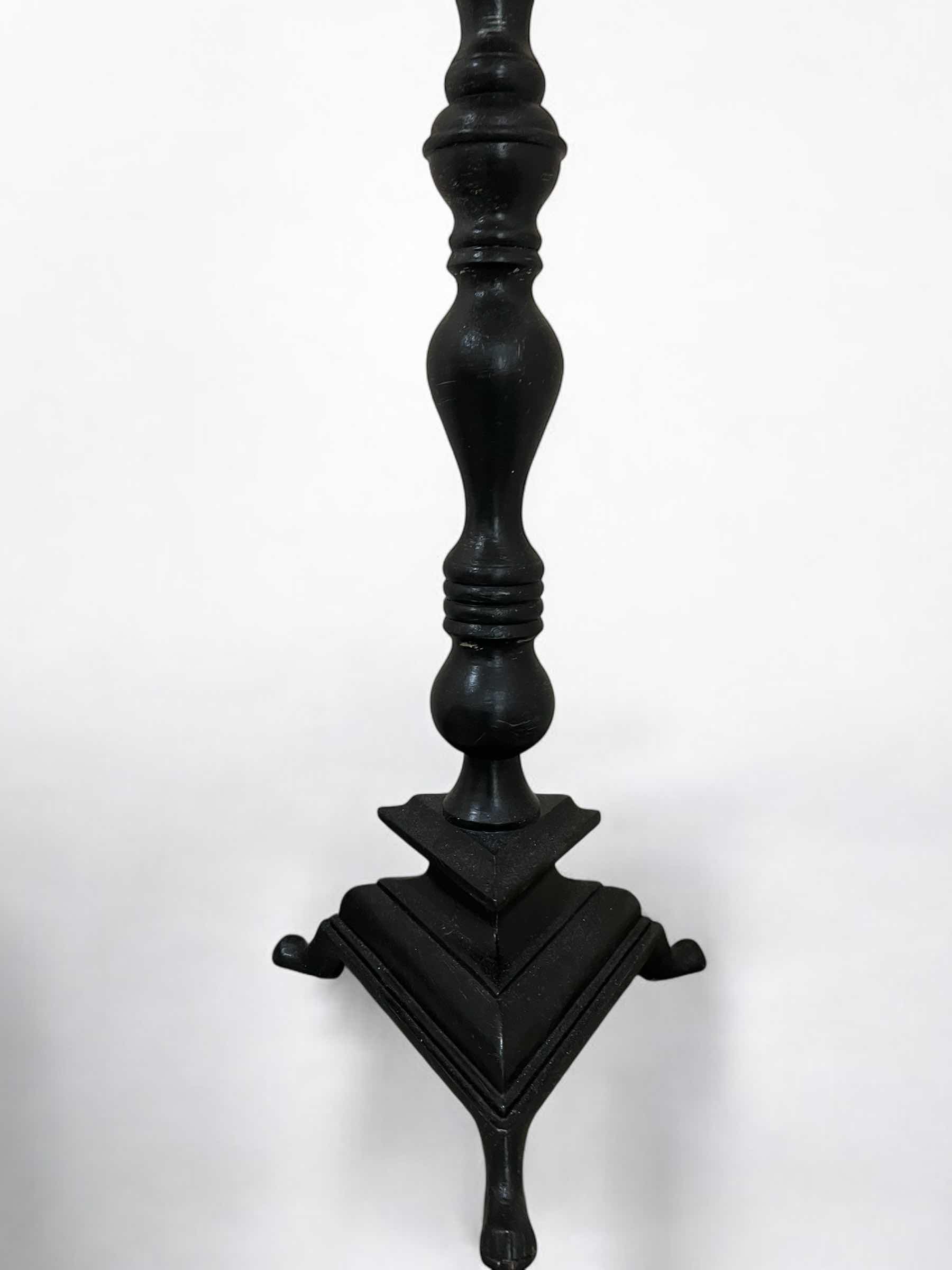 Photo 1 of HOME DECOR LAMP. BLACK METAL BASE WITH LIGHT LAMPSHADE. 14”H