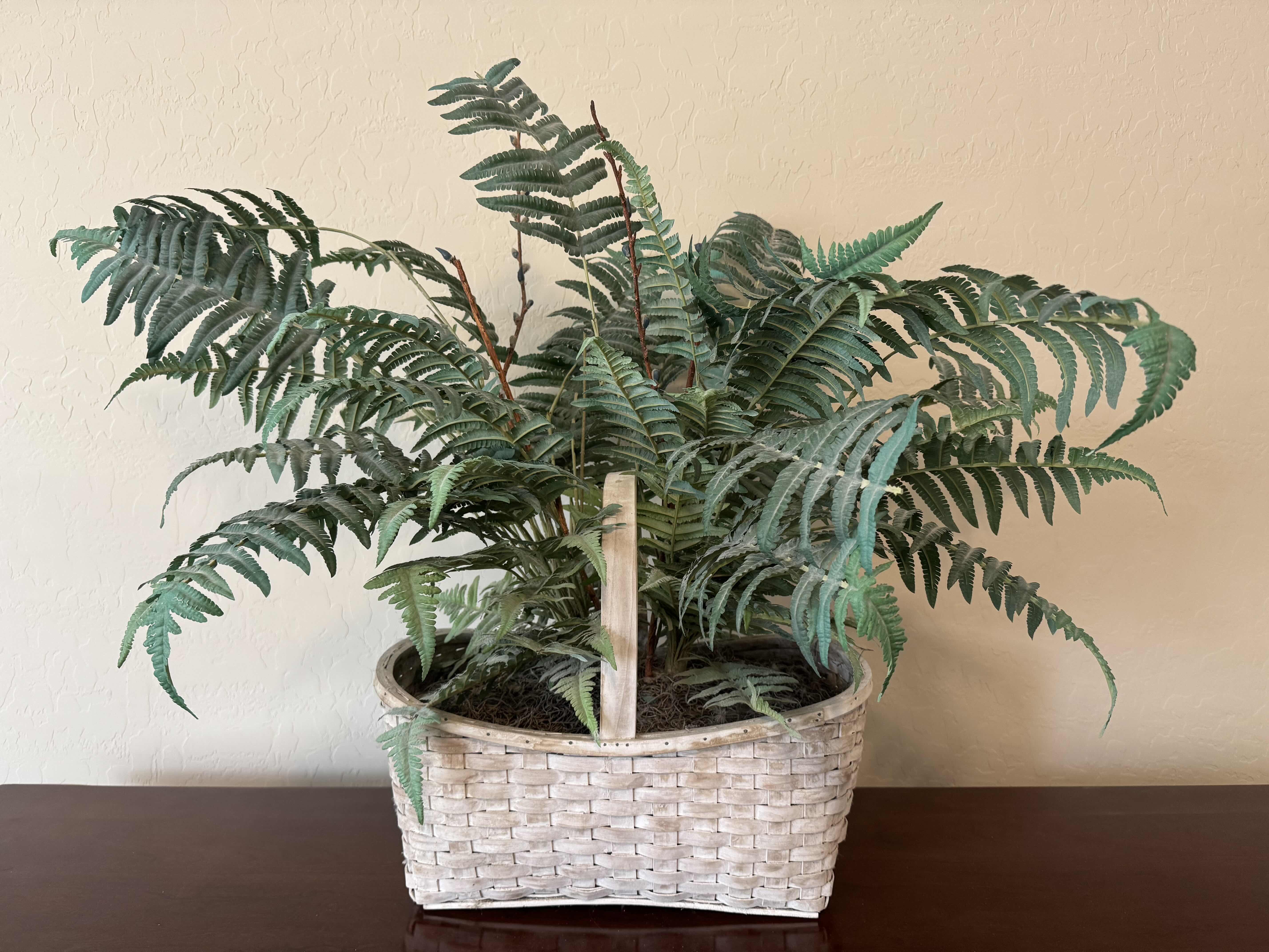 Photo 1 of HOME DECOR-FAUX PLANT-FERN IN BASKET H30”