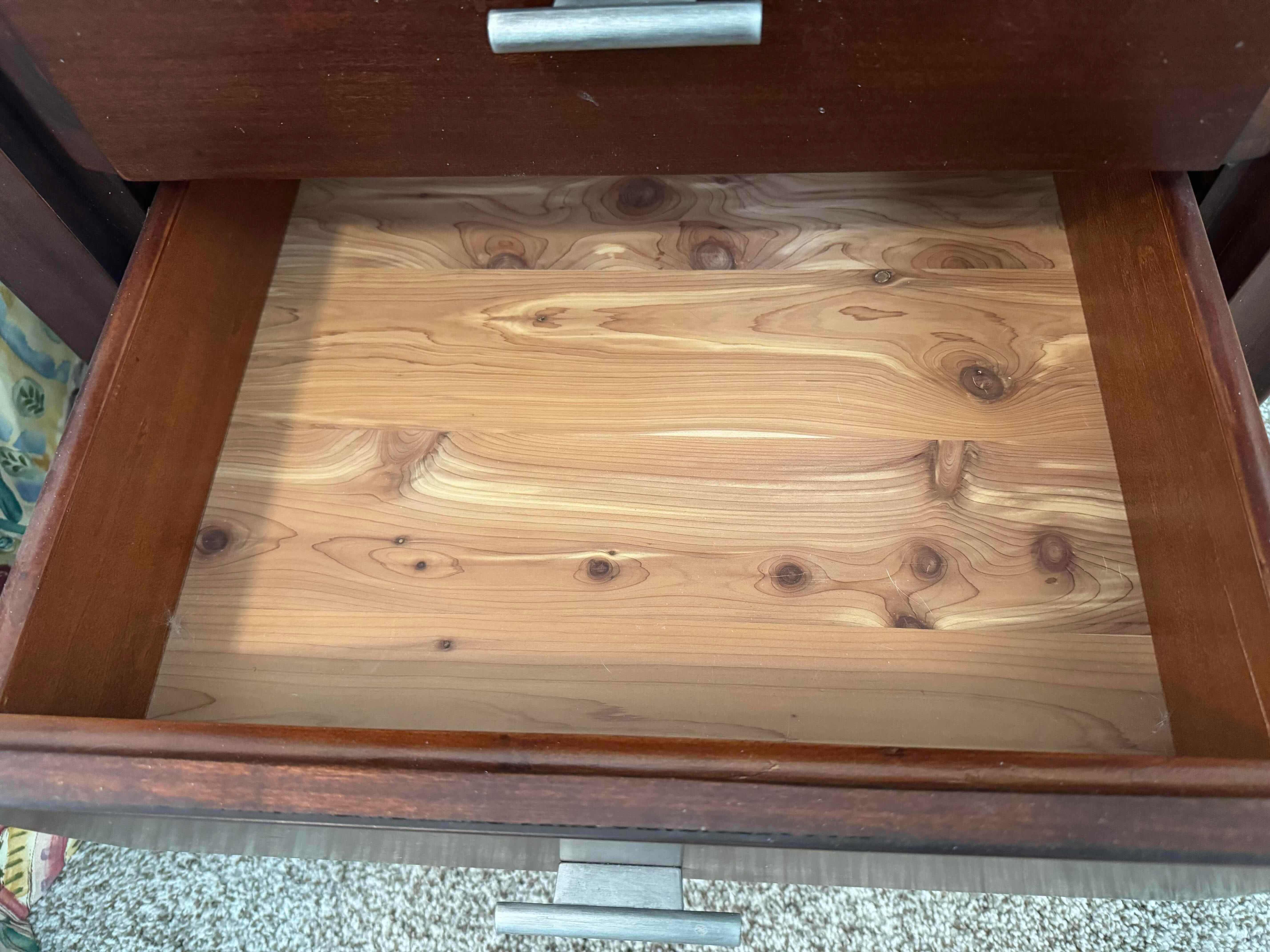 Photo 1 of HOME FURNITURE- CHERRY WOOD STAINED NIGHTSTAND 26” x 18” H 29” 1 OF 2 IN SET (SOLD SEPARATELY).