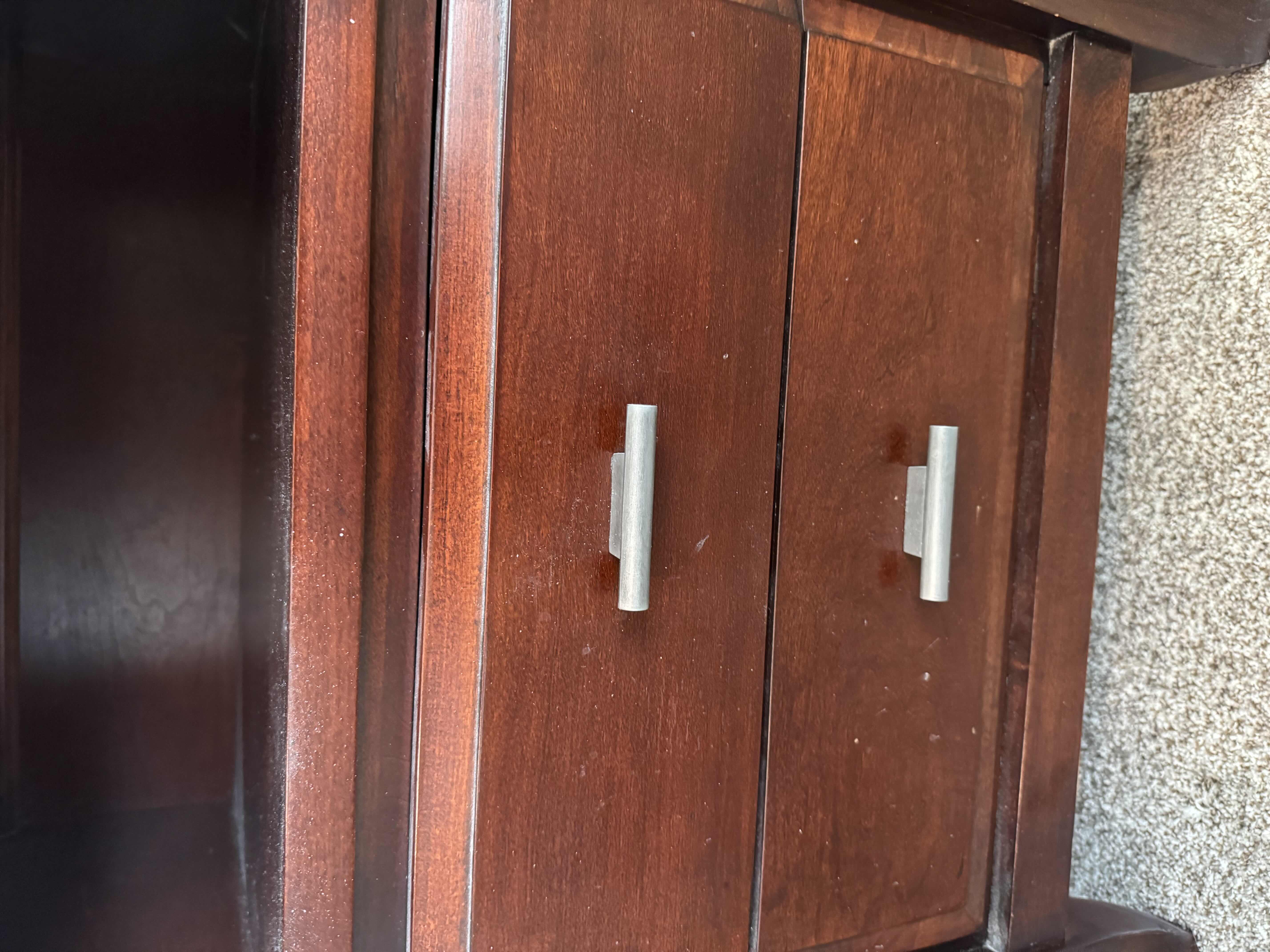 Photo 1 of HOME FURNITURE- CHERRY WOOD STAINED NIGHTSTAND 26” x 18” H 29” 1 OF 2 IN SET (SOLD SEPARATELY).