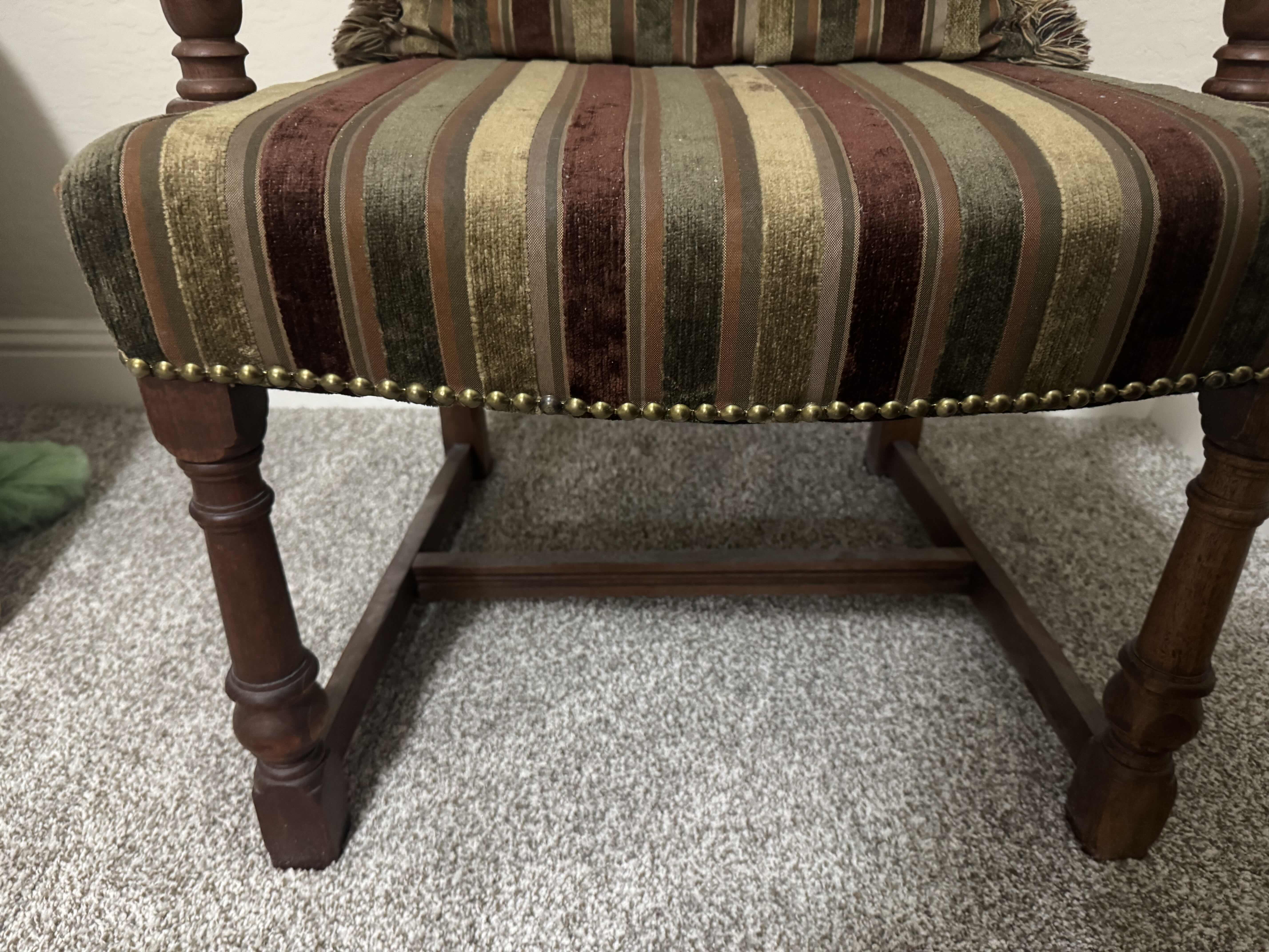 Photo 1 of ACCENT OR DINING CHAIR- VINTAGE WOODEN UPHOLSTERED TABLE ARMCHAIR 24” X 20” H44”