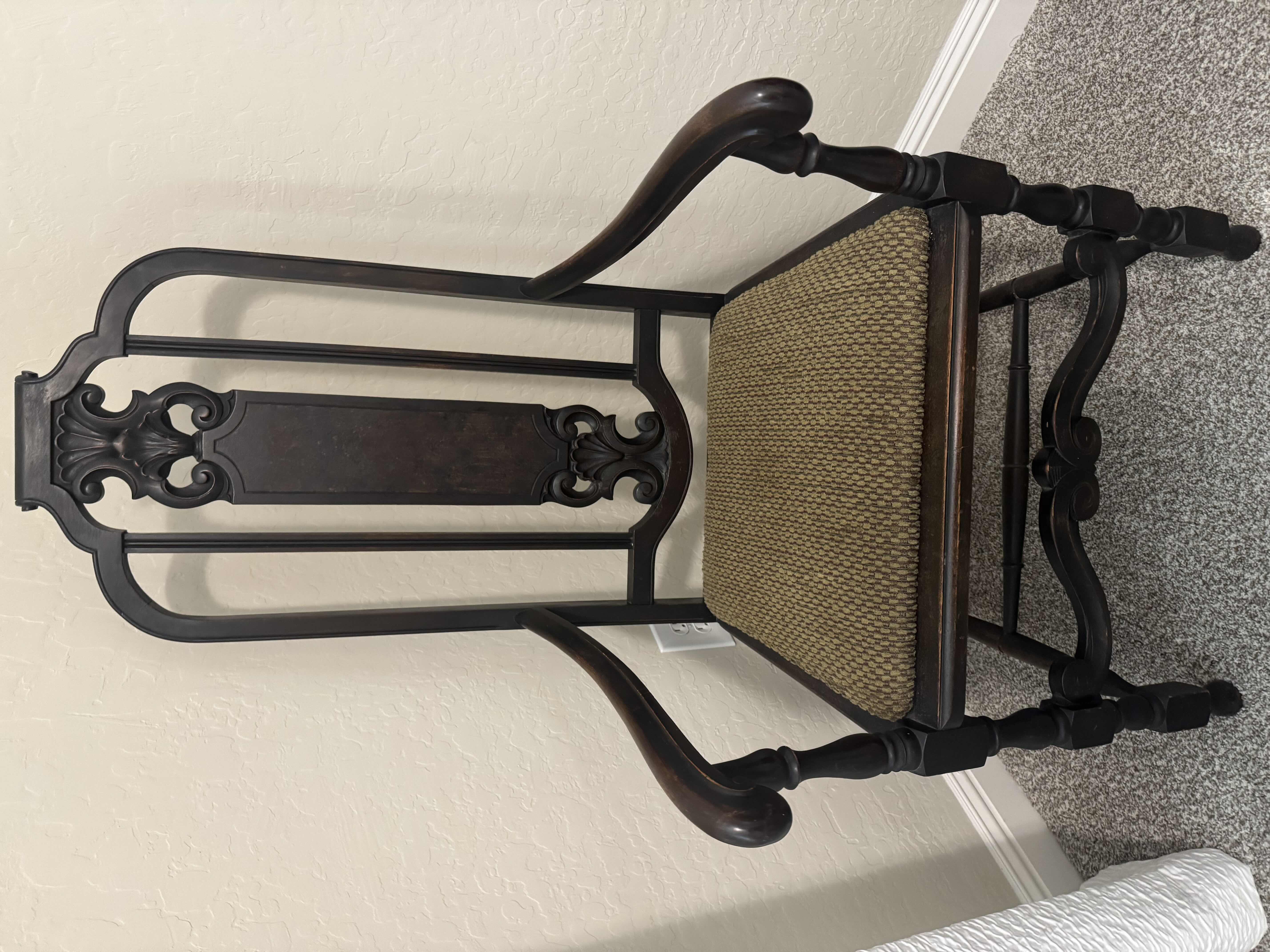 Photo 1 of DINING ROOM ARM CHAIR, WITH UPHOLSTERED SEAT,22” X 18” H48”.