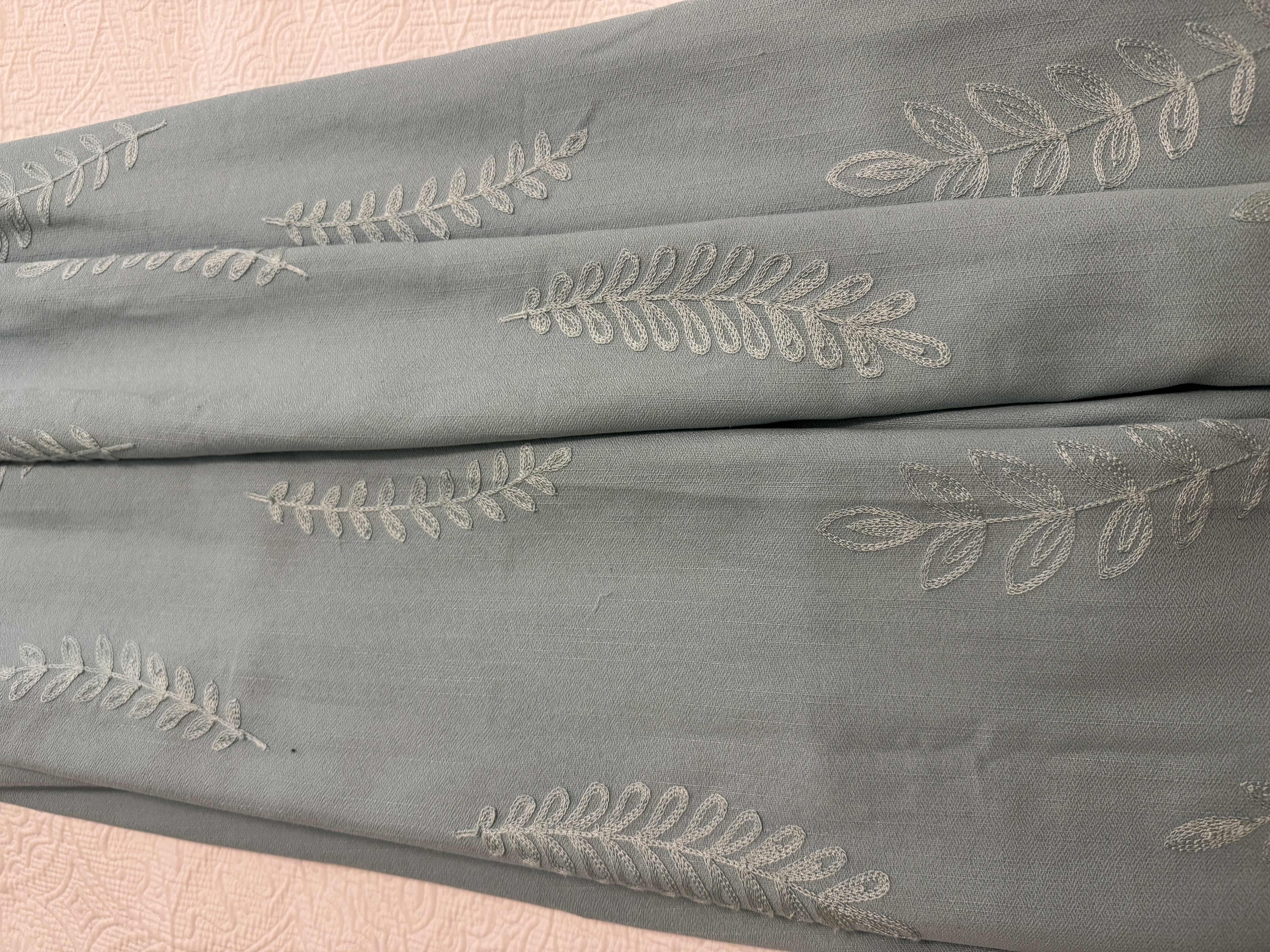 Photo 1 of BLUE EMBROIDERED SHOWER CURTAIN WITH CHROME ROD