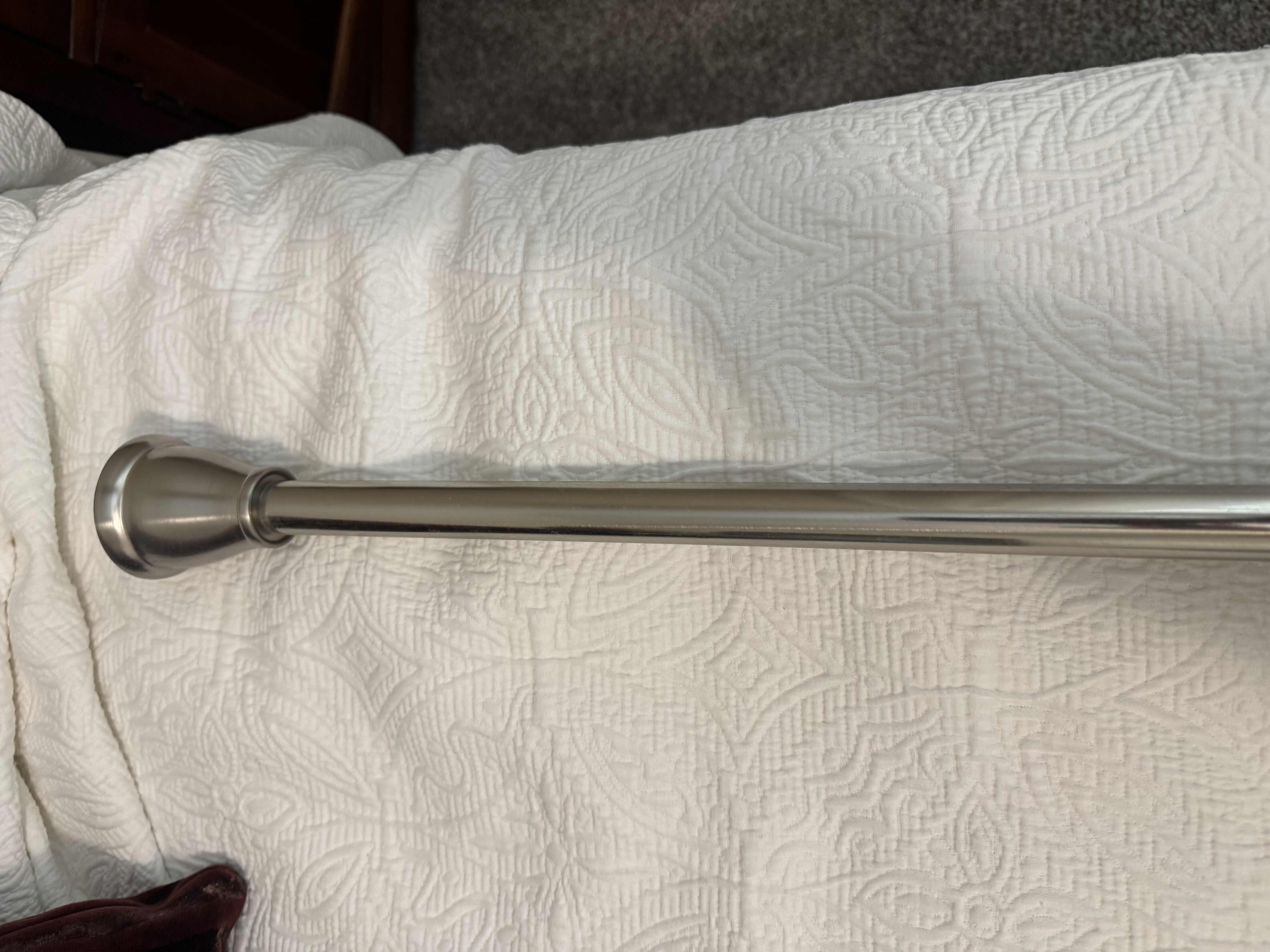 Photo 1 of BLUE EMBROIDERED SHOWER CURTAIN WITH CHROME ROD