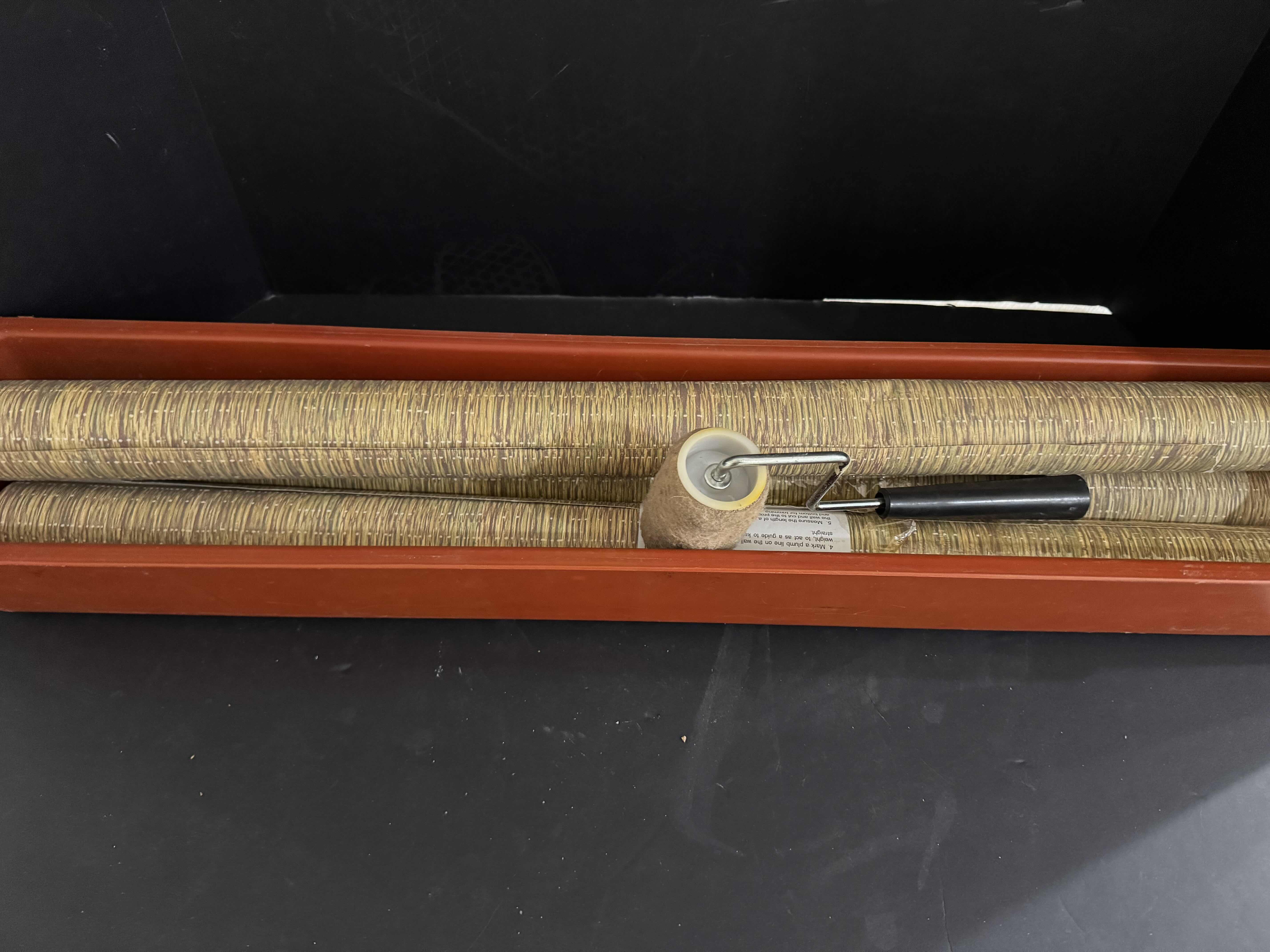 Photo 2 of HOME DECOR-3 ROLSLS OF WOVEN GRASS WALLPAPER AND HANGING SUPPLIES.