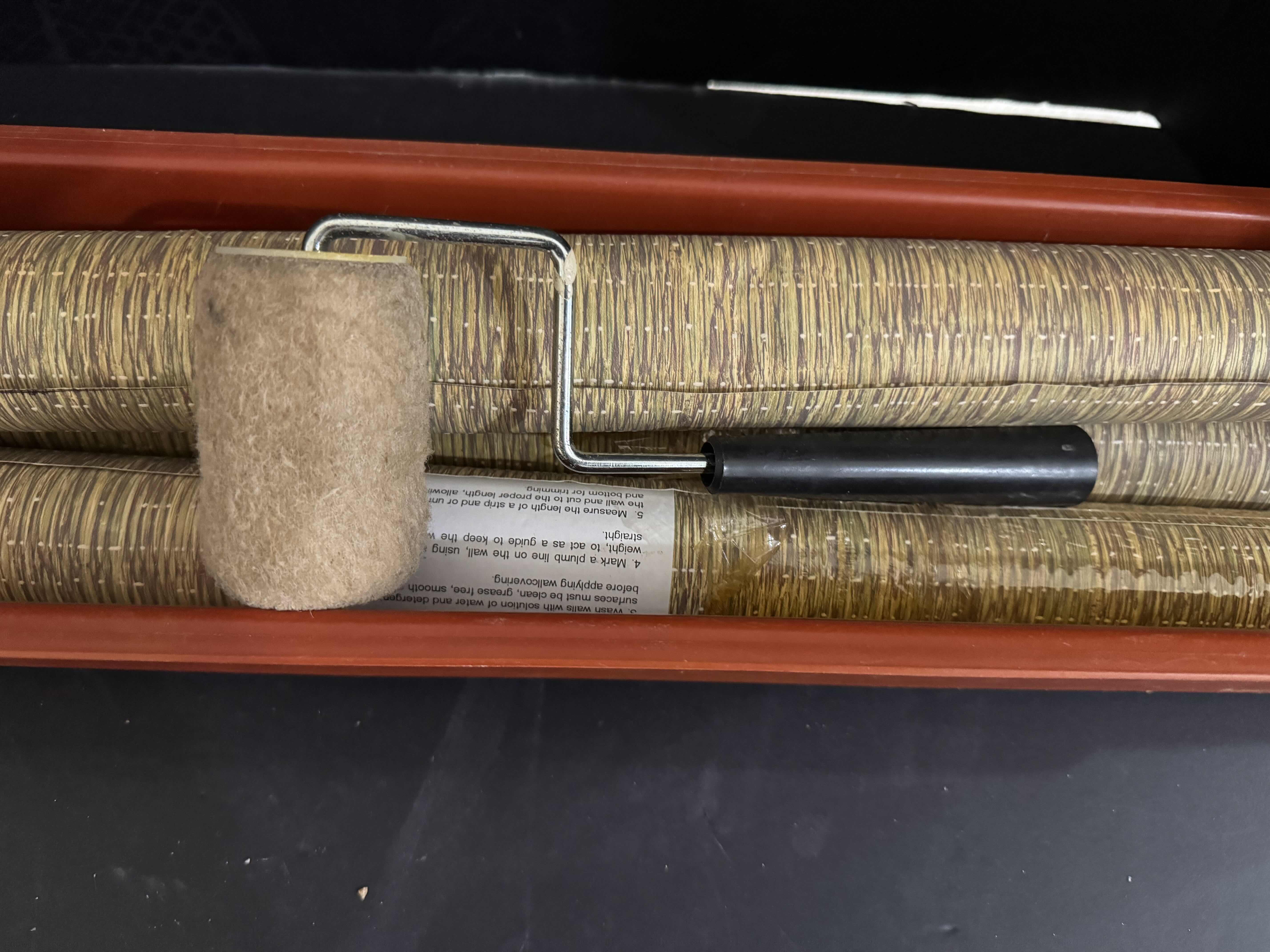 Photo 1 of HOME DECOR-3 ROLSLS OF WOVEN GRASS WALLPAPER AND HANGING SUPPLIES.