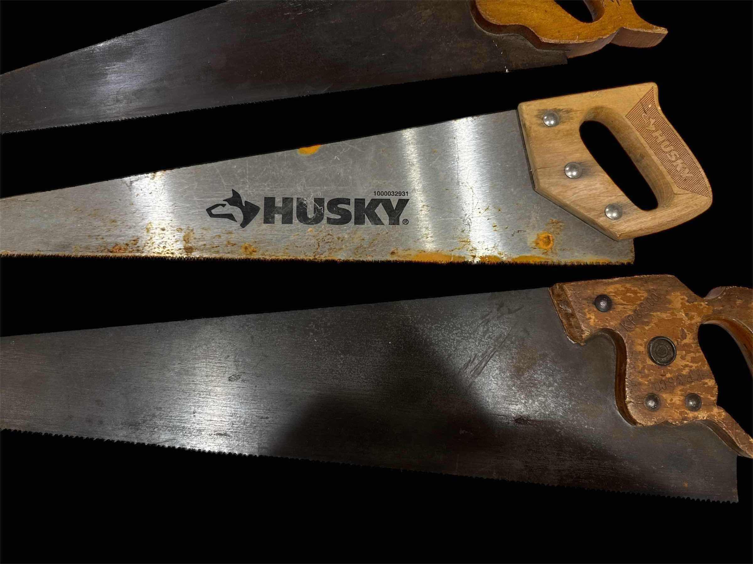 Photo 1 of 4-VINTAGE HAND SAWS, WOODEN HANDLES