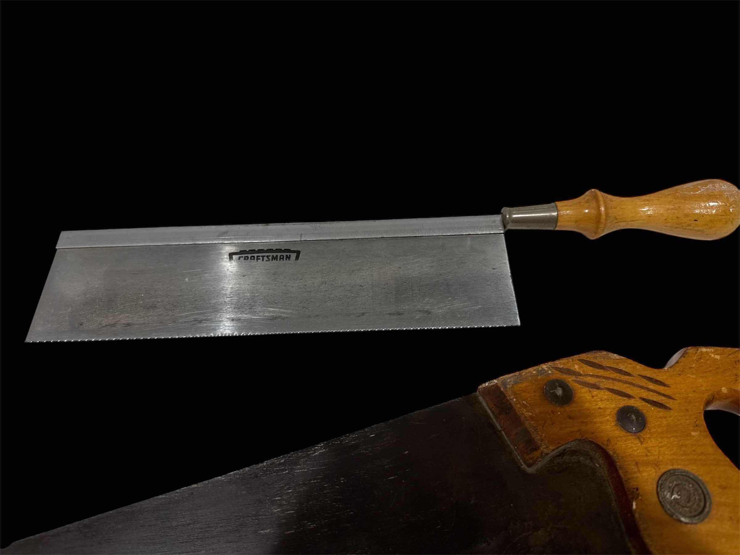 Photo 1 of 4-VINTAGE HAND SAWS, WOODEN HANDLES