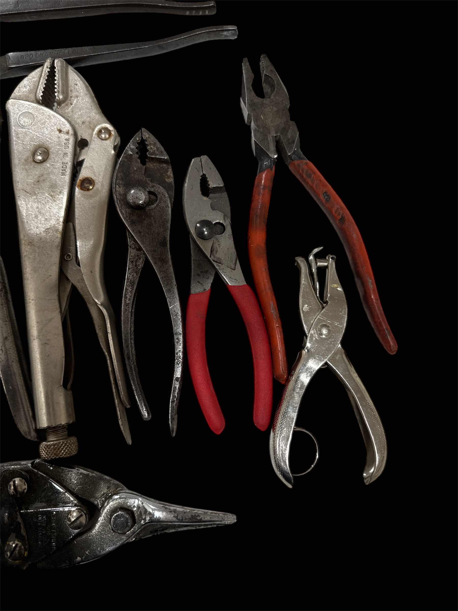 Photo 3 of VARIOUS TOOLS-PLIERS, WRENCHES, LEATHER HOLE PUNCH ETC.